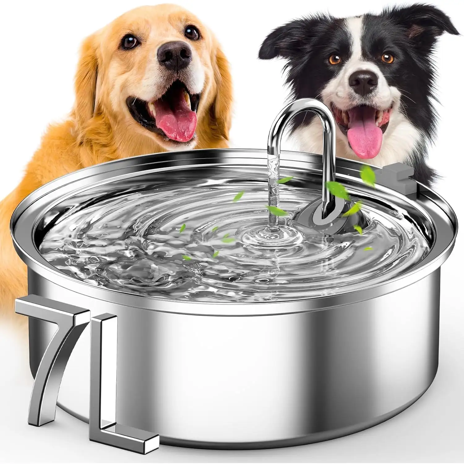 Oneisall 7L/230oz/1.8G Dog Water Fountain for Large Dogs. Stainless Steel Super Quiet Dog Fountain Water Bowl. Triple Filtration Automatic Pet Water Fountain. Cat Water Fountain with Smart Safe Pump