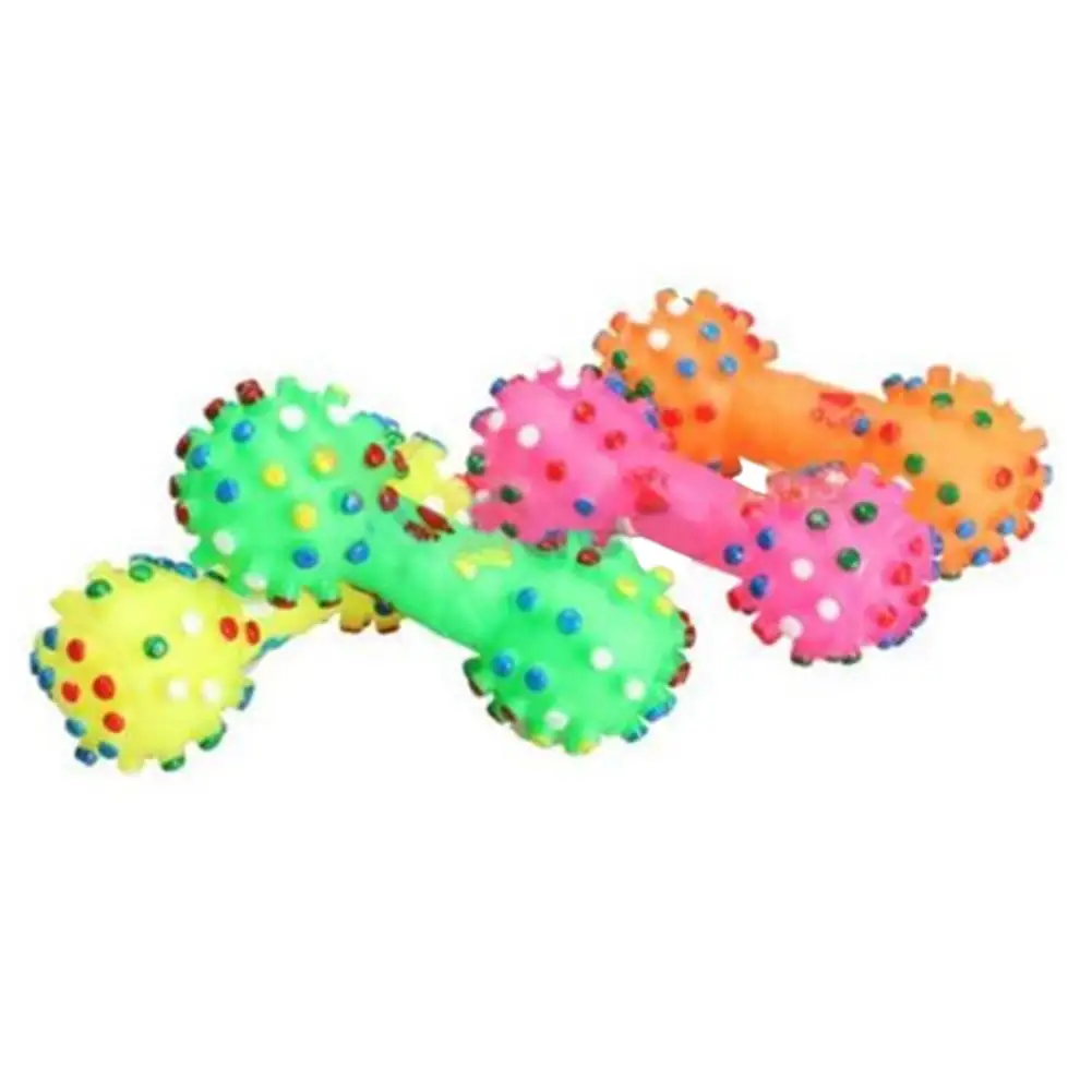 Opolski Squeaky Dog Toys Pet Chew Toy Soft Small Rubber Bone Squeaky Toy Colorful Dot for Puppy Dog Cat