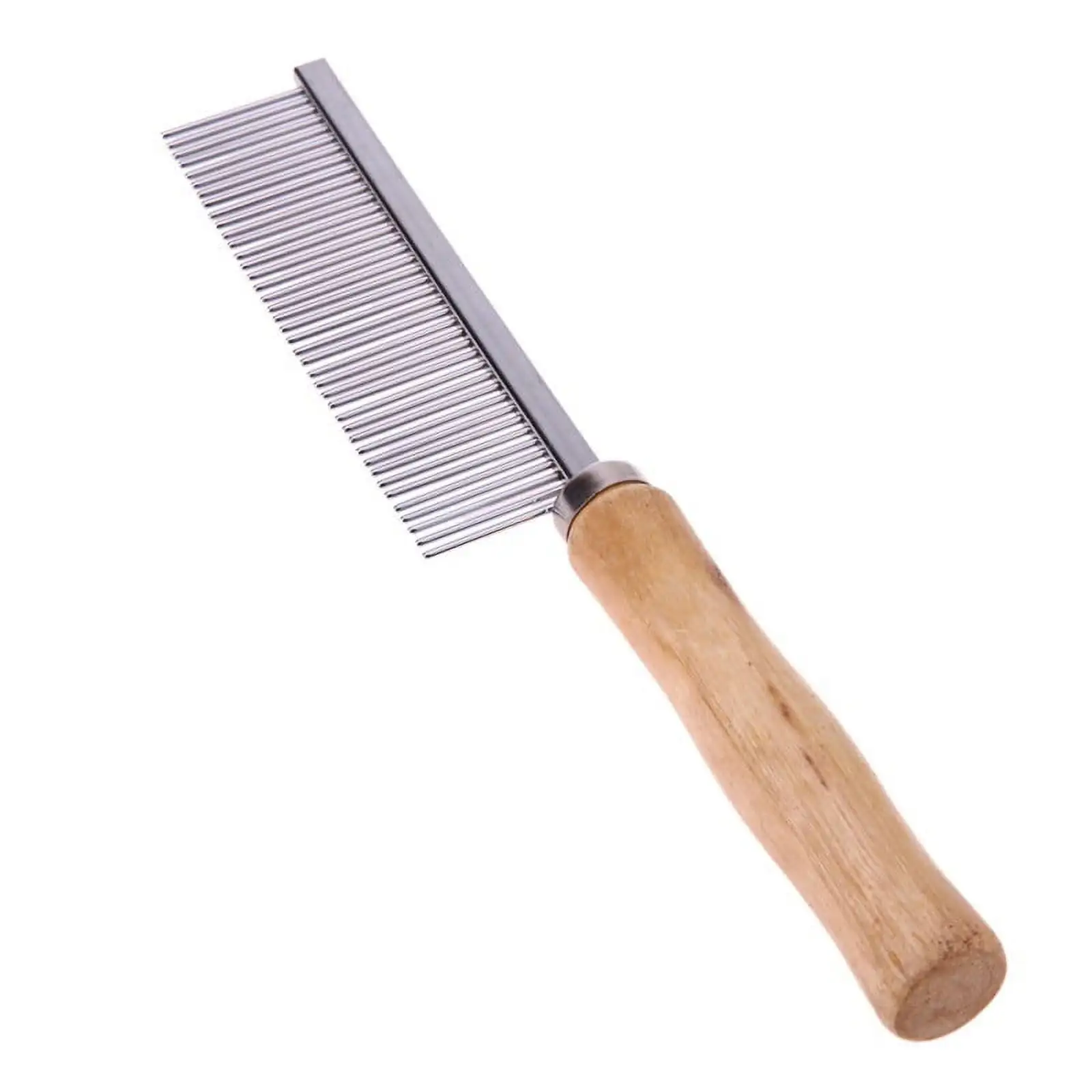 Orchip Pet Stainless Steel Comb with Wood Handle. Dog Cat Grooming Cleaning Comb for Pet Hair Care