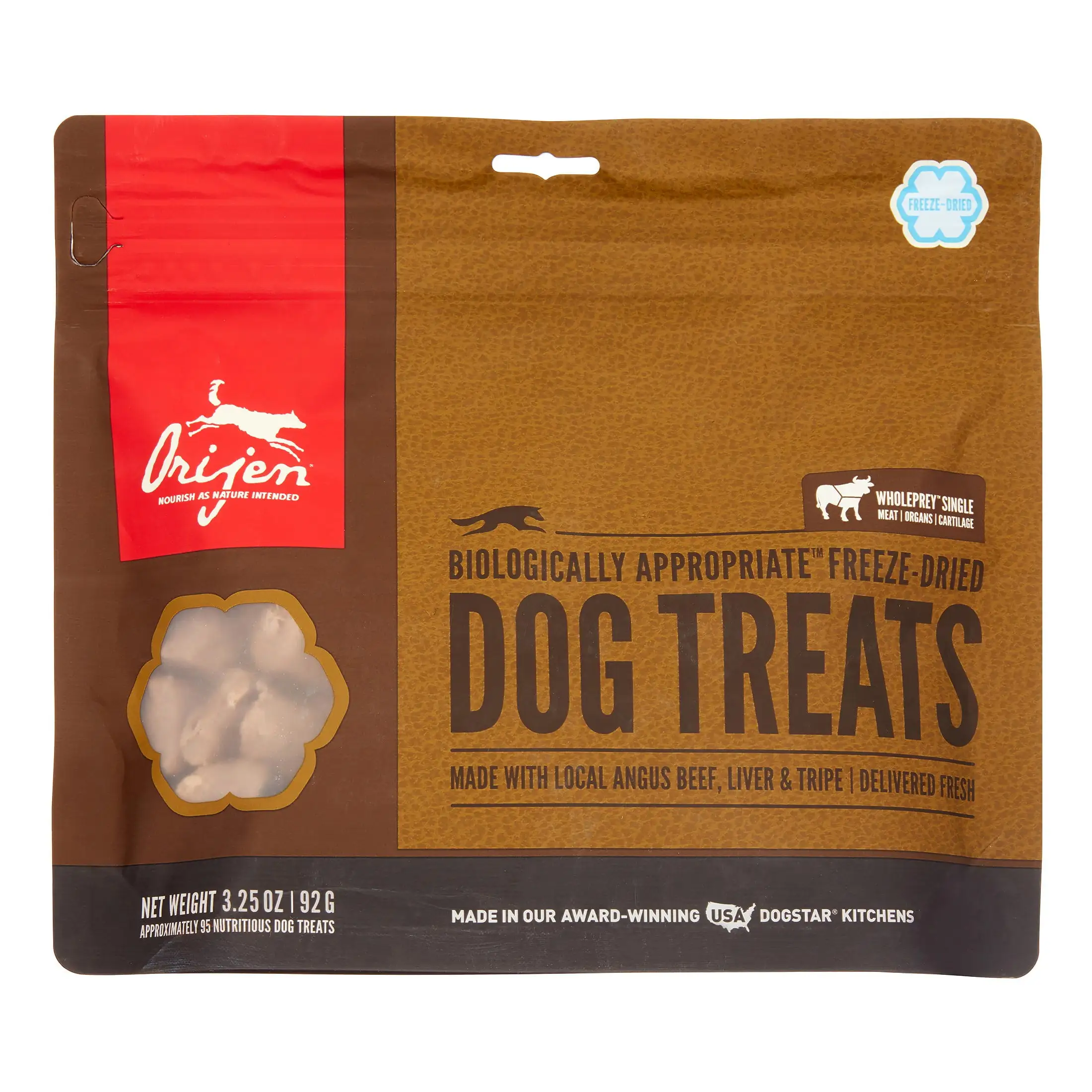 Orijen Biologically Appropriate Angus Beef Freeze Dried Dog Treats. 3.25 oz