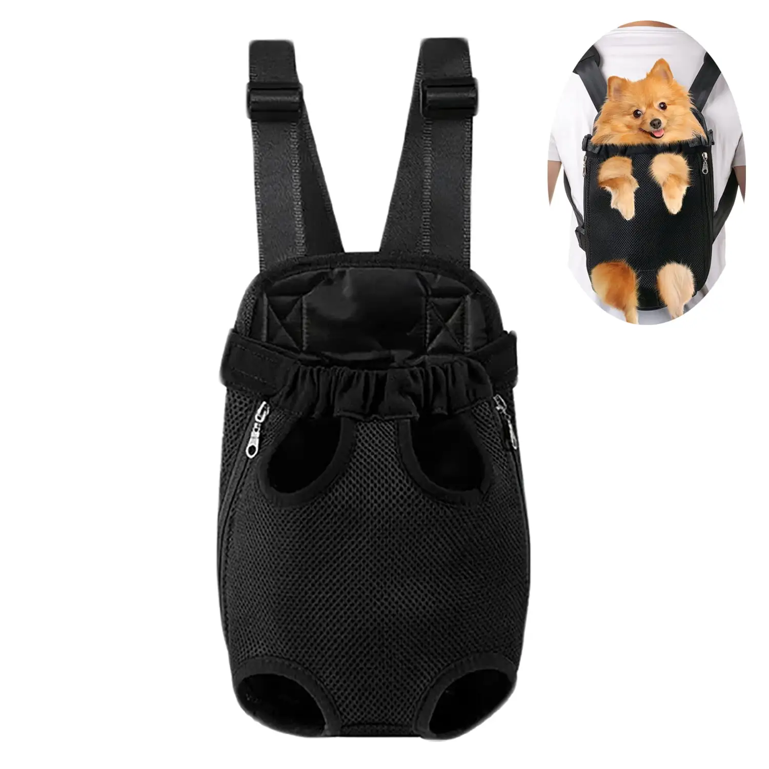 Otufan Dog Cat Carrier Backpack Adjustable Pet Chest Bag Outdoor Travel Bag Legs Out Easy-Fit for Small Medium Pets Puppiies. Black