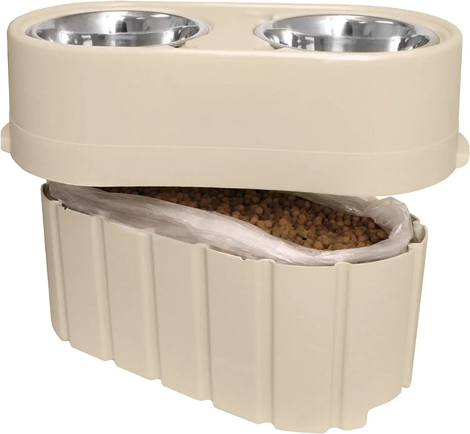 OurPets Store-N-Feed Adjustable Elevated Dog Food and Water Feeder with Dog Food Storage. 6.75 Cups