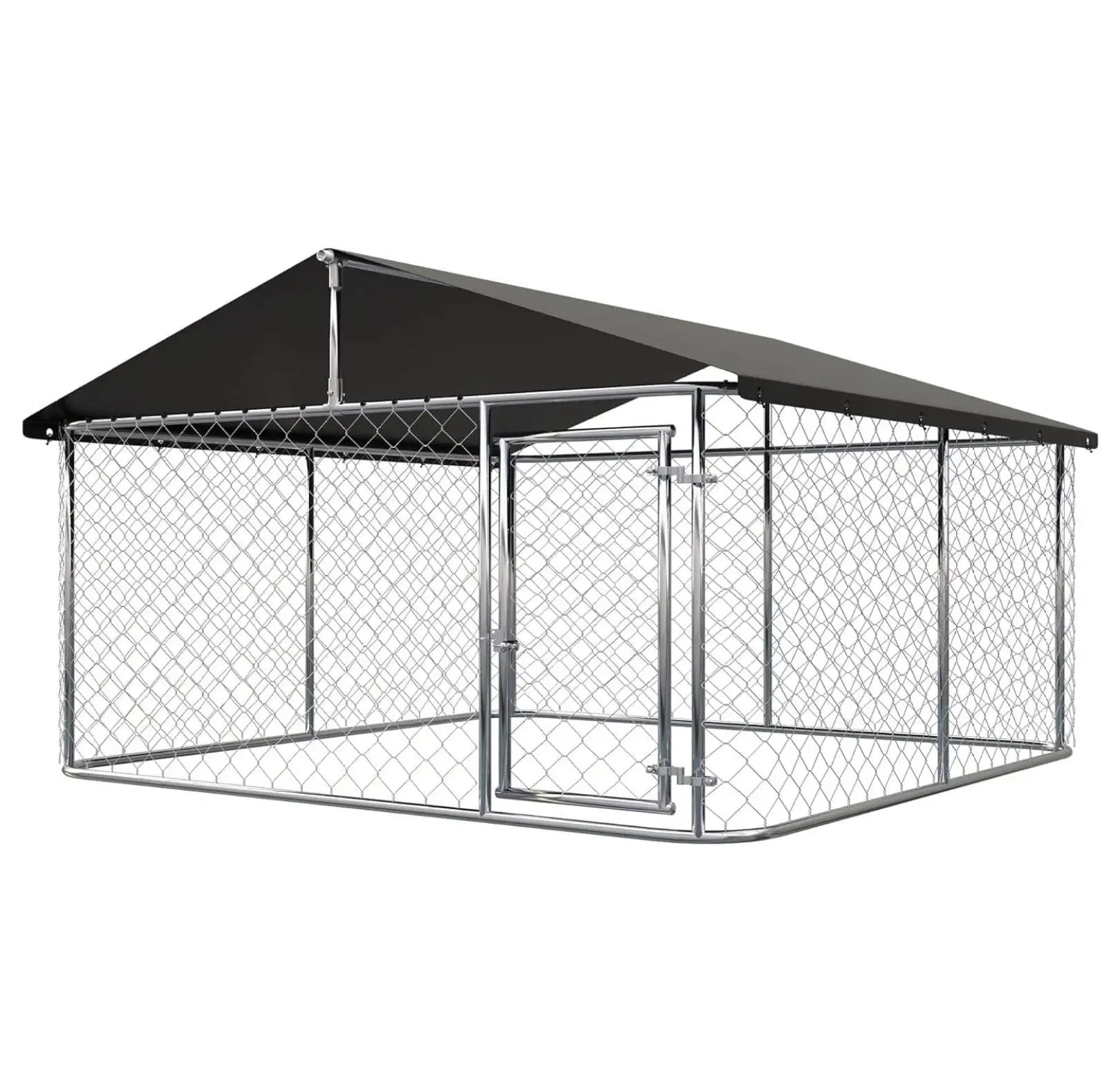 Outdoor Dog Enclosure Heavy Duty Dog Kennel House Mesh Dog Big Cage Pet Kennel Steel Fence with Secure Lock (6.56'x 6.56')