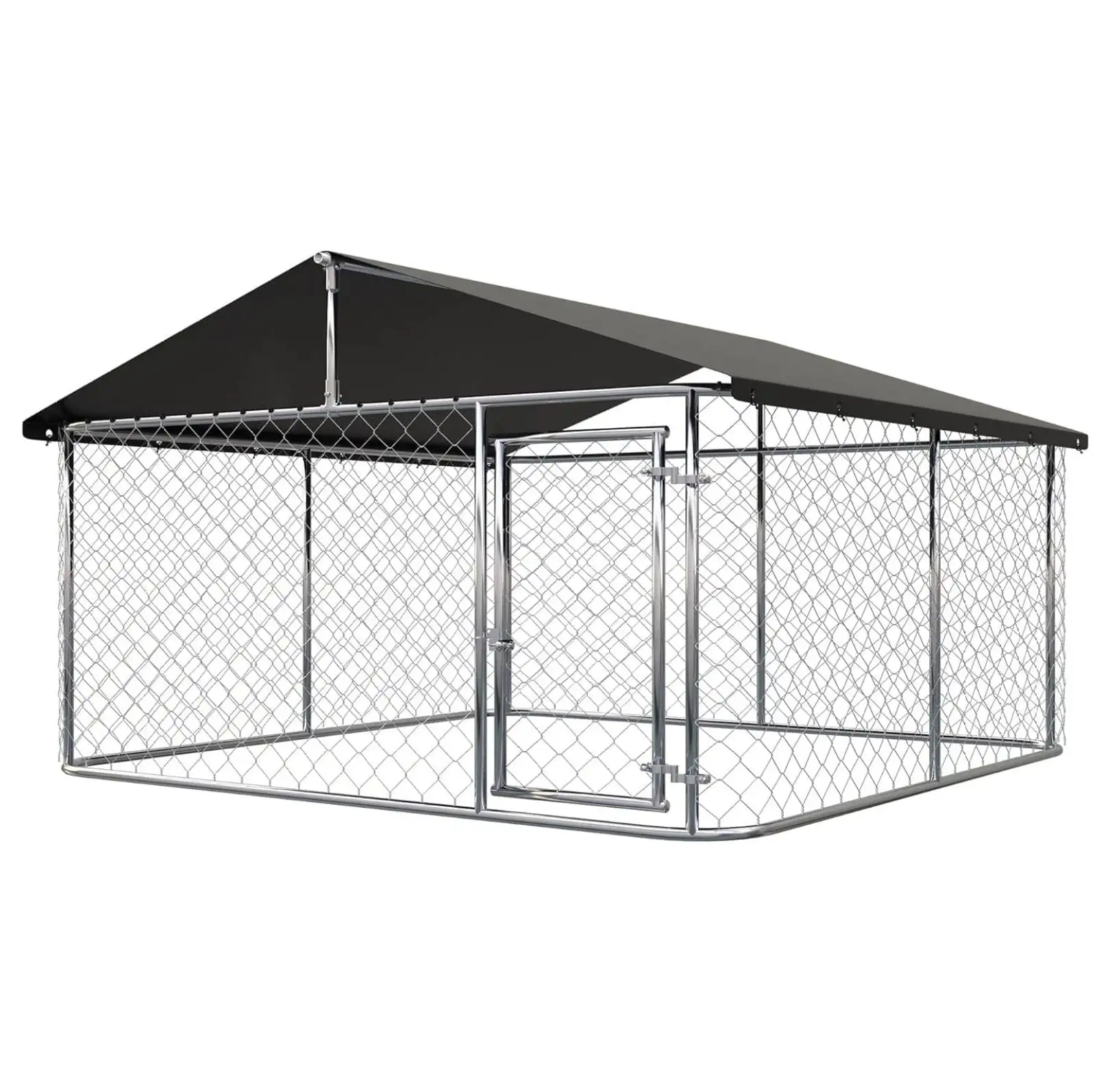 Outdoor Dog Enclosure Heavy Duty Dog Kennel House Mesh Dog Big Cage Pet Kennel Steel Fence with Secure Lock(9.84'x 9.84')