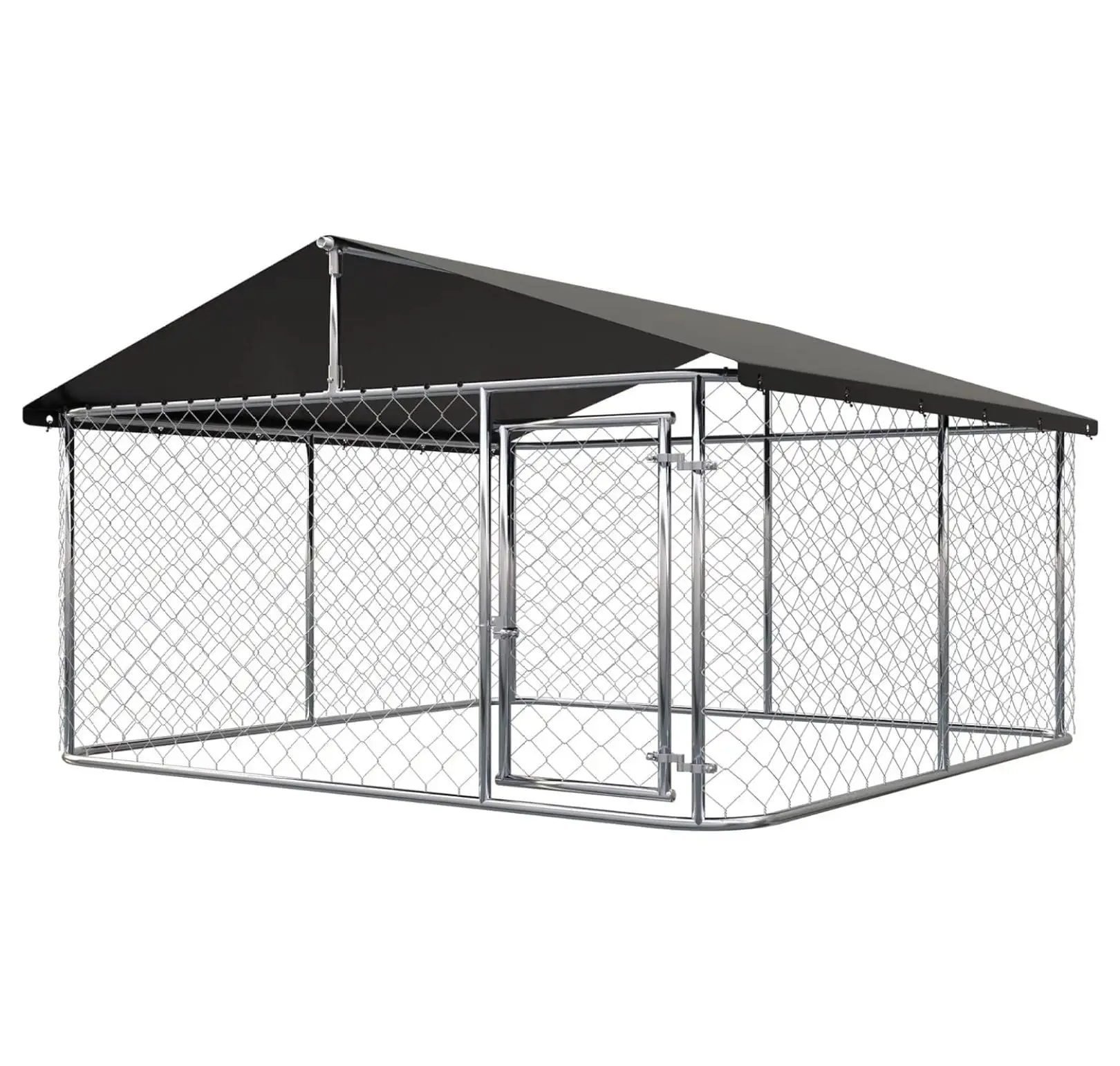 Outdoor Dog Playpen Heavy Duty Dog Kennel House Mesh Dog Big Cage Pet Kennel Steel Fence with Secure Lock (6.56'x 6.56')