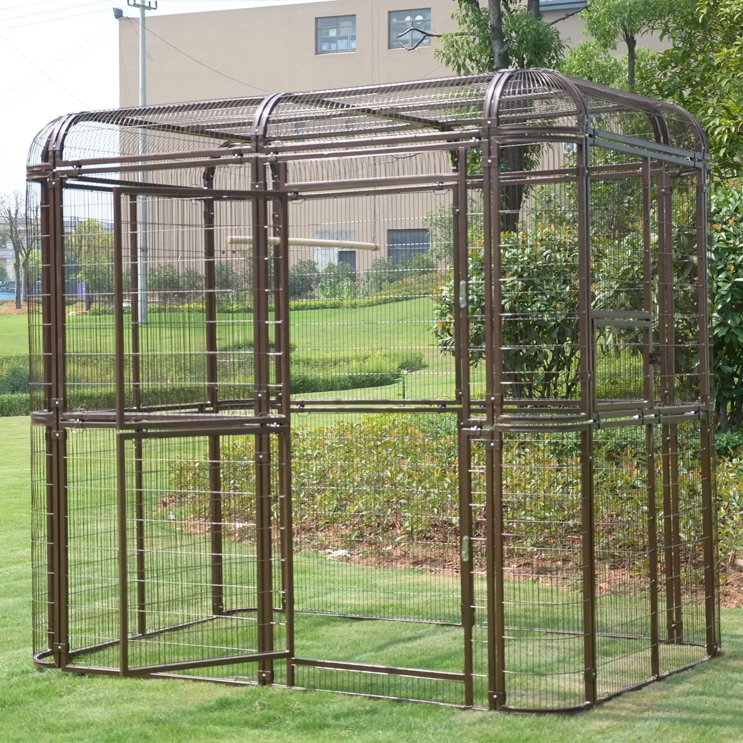 Outdoor Extra Large Bird Aviary Silver Brown Large Bird Cage. Featuring Play Stand. Perches. Nest Habitat