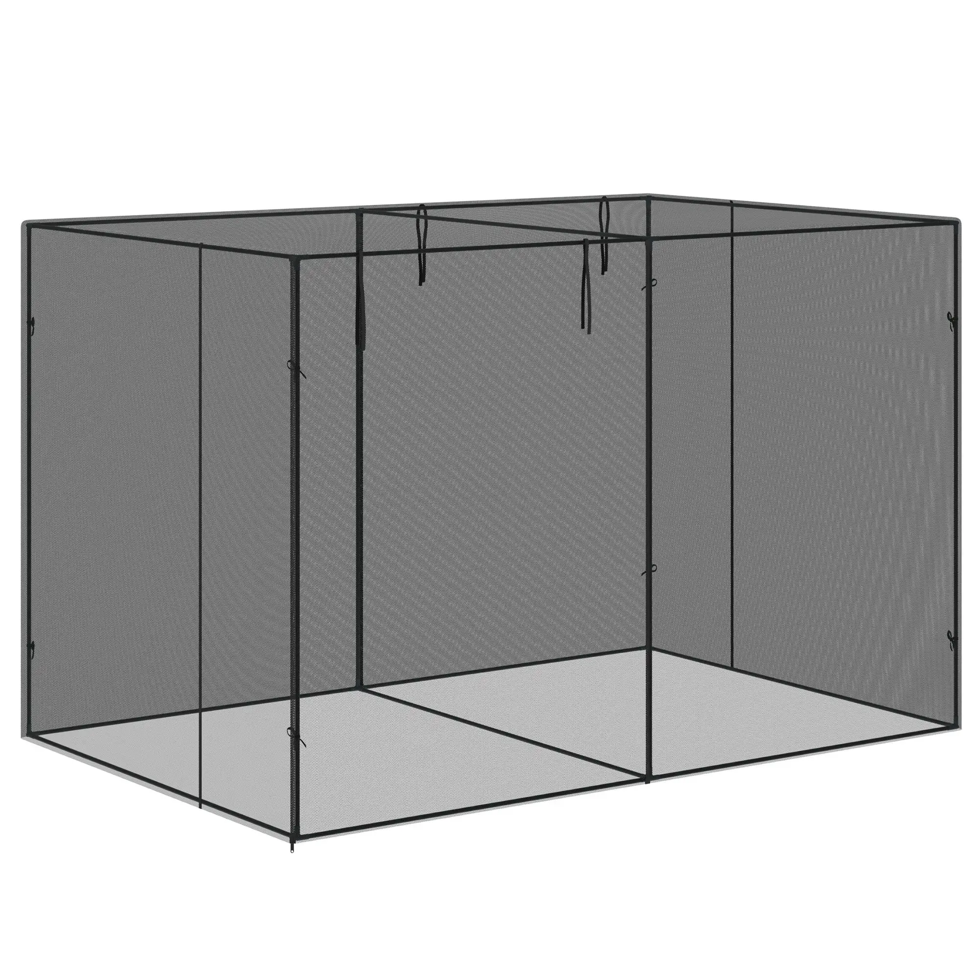 Outsunny 10 x 6.5ft Crop Cage. Double Doors Plant Protection Tent. Black