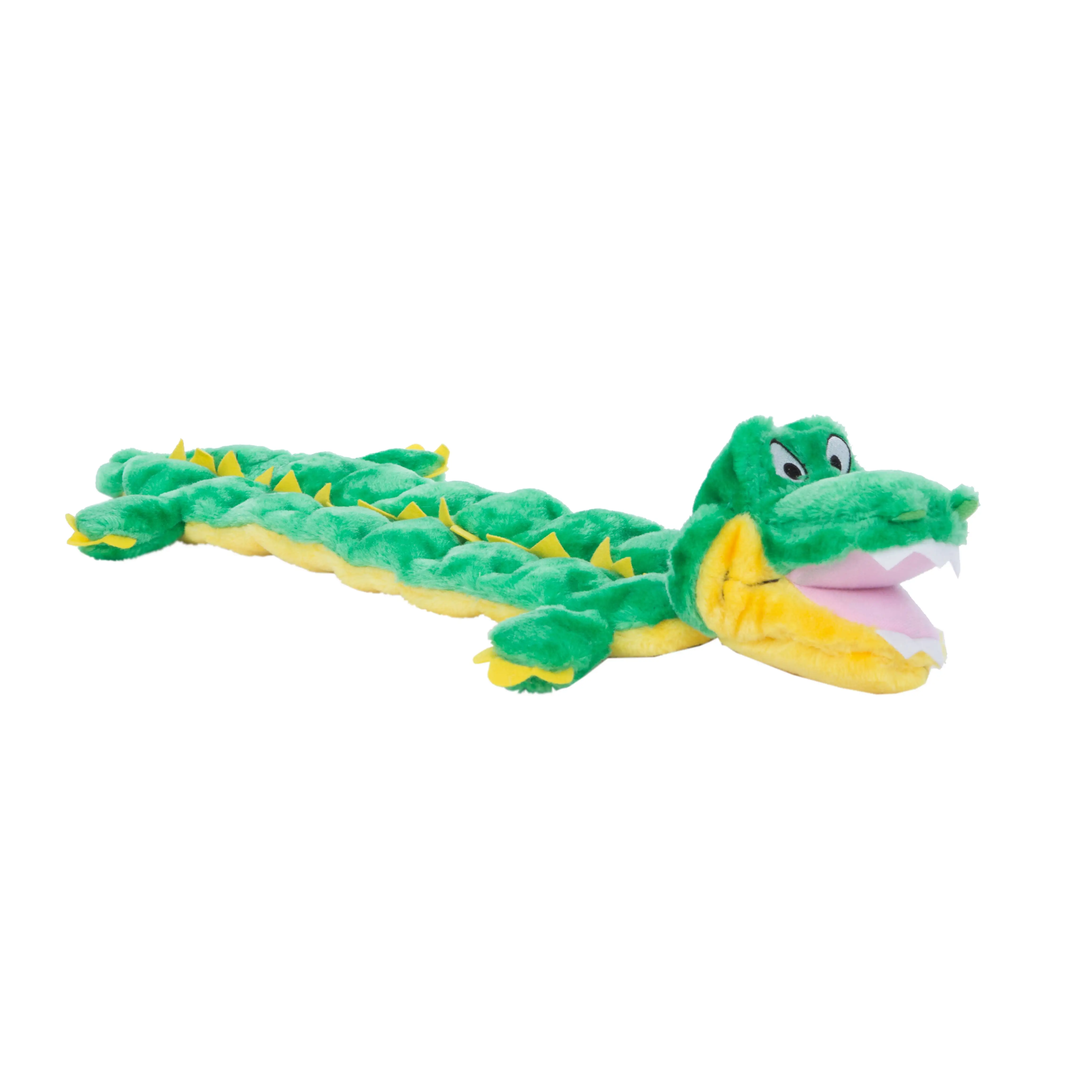 Outward Hound Squeaker Matz Plush Gator Dog Toy. Green. XL