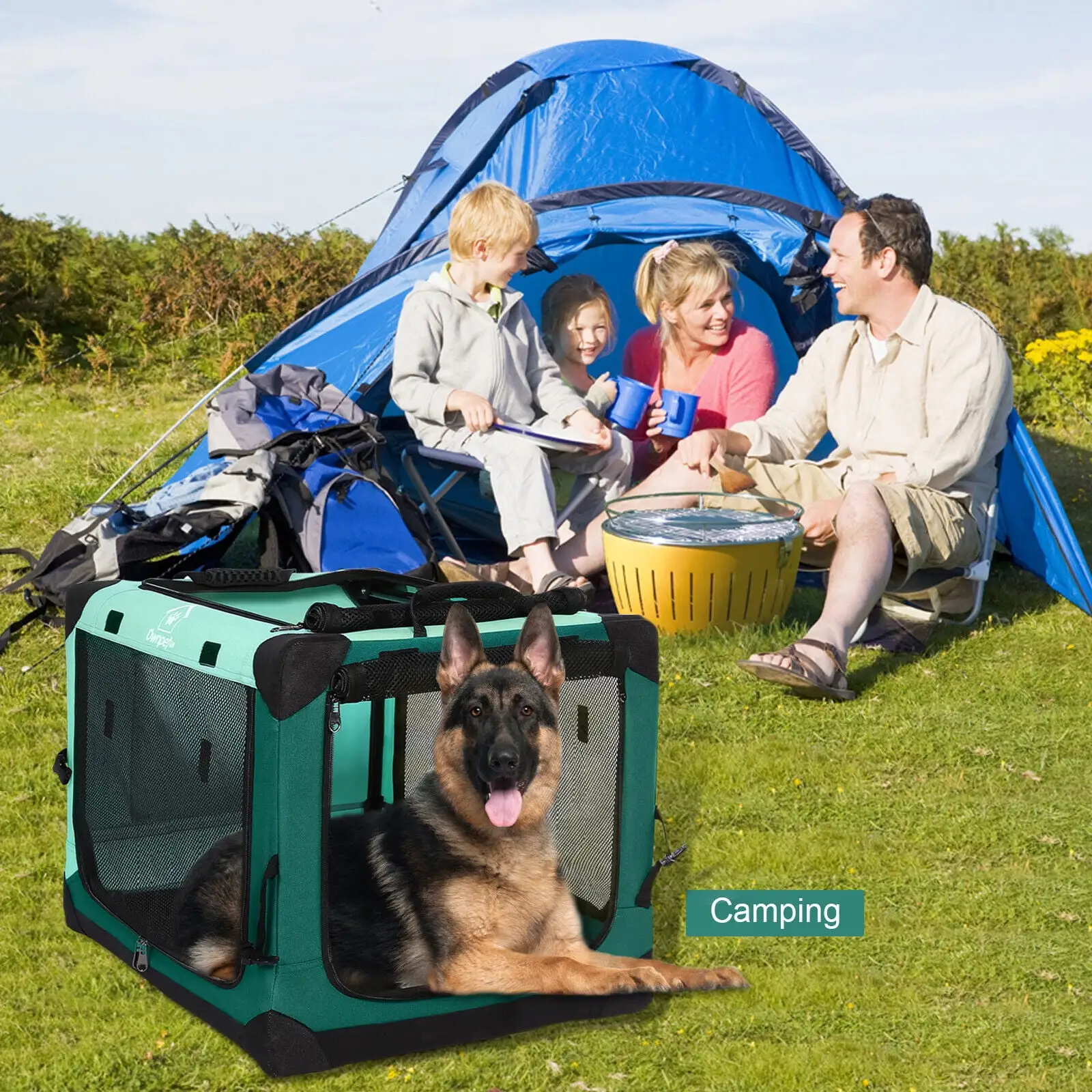 Ownpets 4 Door Crate Portable Pet Folding Dog Cat Kennel Carrier House