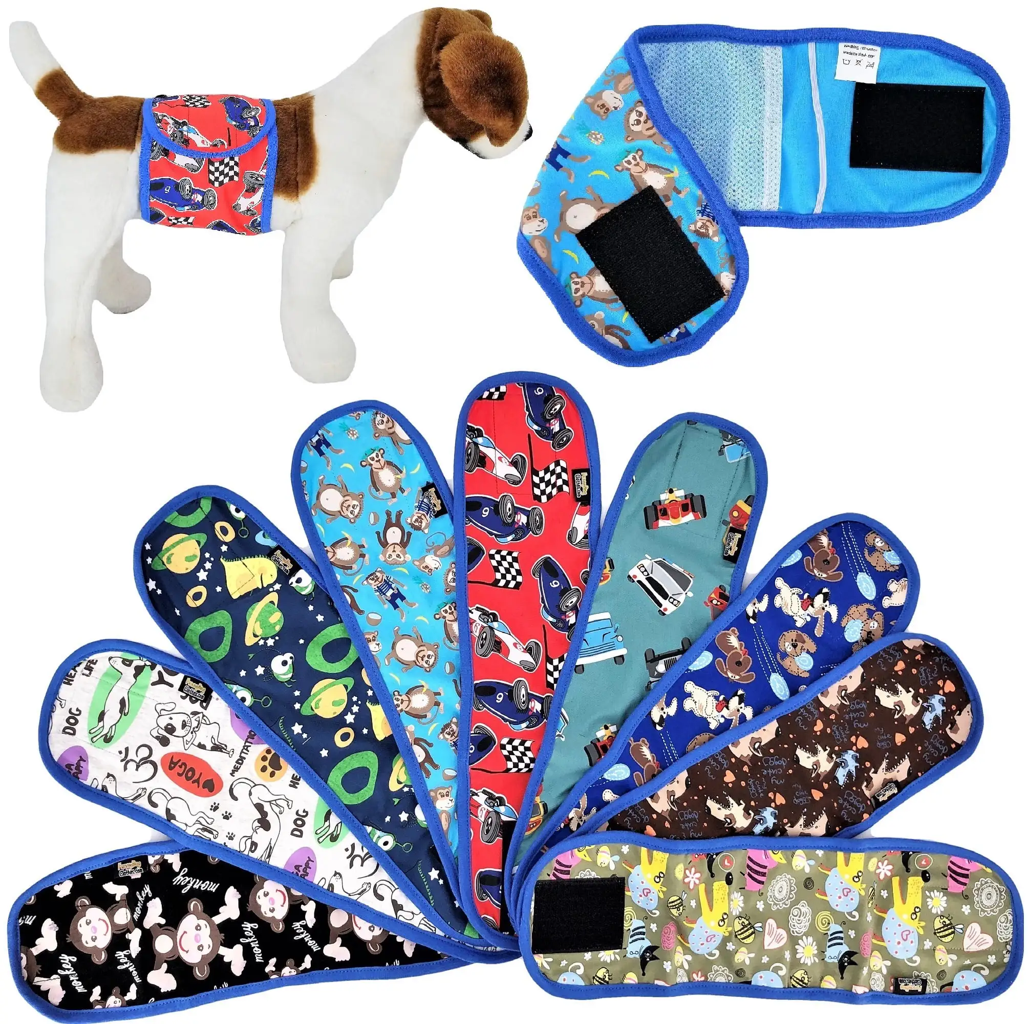 PACK of 3 or 9 WASHABLE Dog Male Diapers BELLY BAND Wrap Reusable for SMALL Pet sz S: waist: 10-11