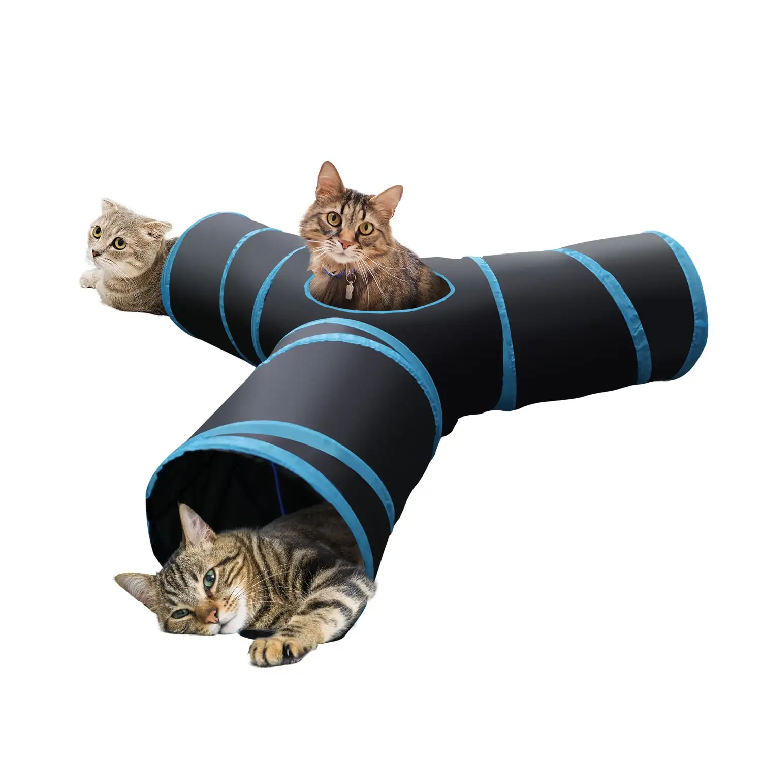 PAWISE 3-Way Foldable Cat Tunnel with Play Balls - Storage Bag Included