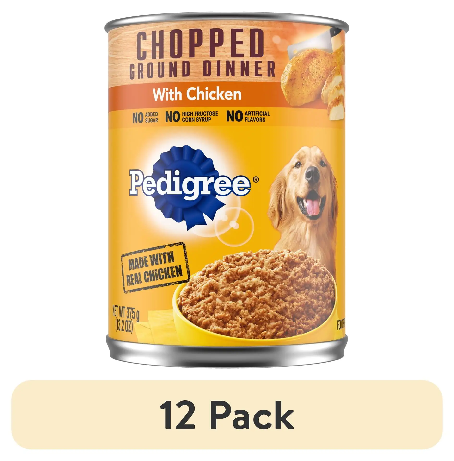 (12 pack) Pedigree Chopped Ground Dinner Chicken Wet Dog Food. 13.2 oz Can