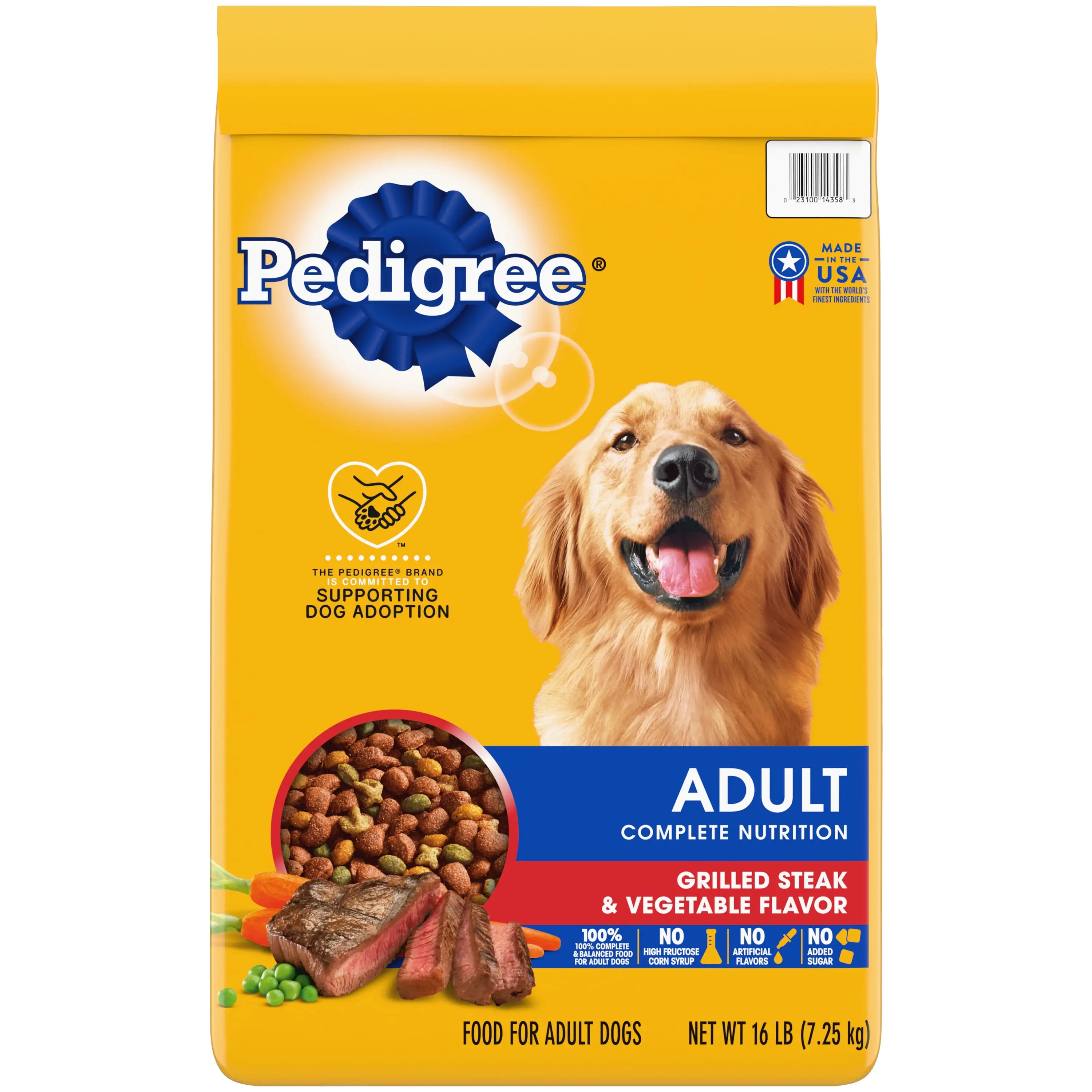 PEDIGREE Complete Nutrition Adult Dry Dog Food Grilled Steak & Vegetable Flavor Dog Kibble. 16 lb. Bag