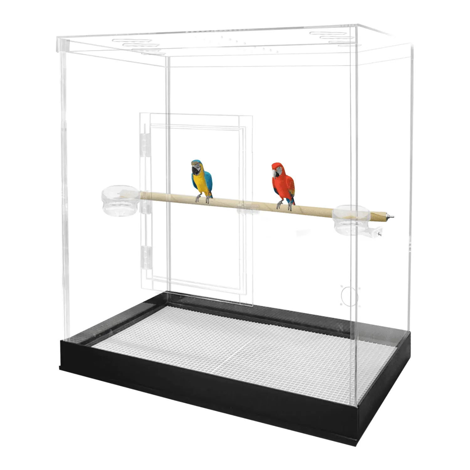 PENNZONI Extra Large Bird Cage for Macaws & Parrots. Crystal Clear Acrylic Cage. No Base