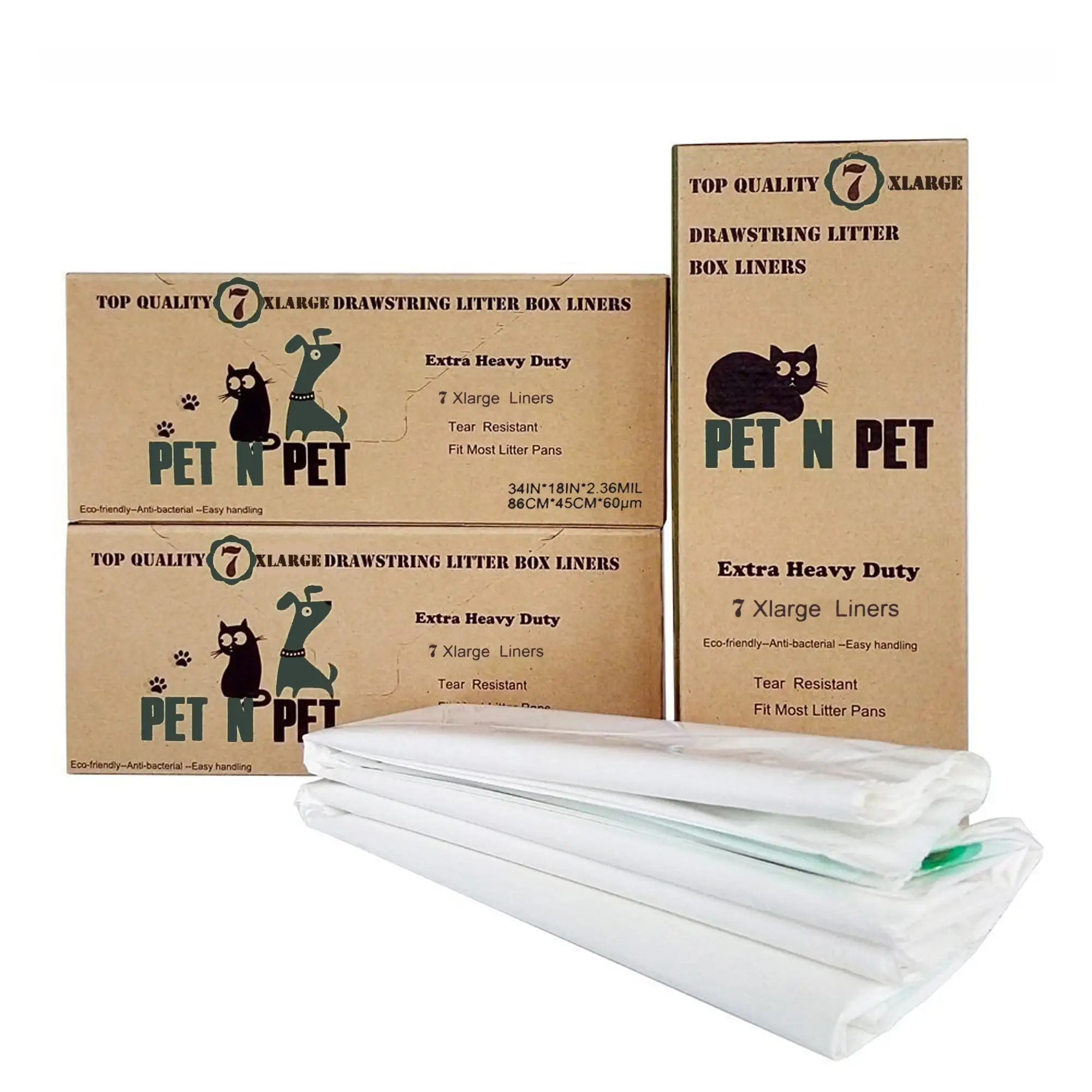 PET N PET Cat Litter Box Liners.Drawstring Litter Liner Bags.Jumbo Size.Pan Liners 21 Counts