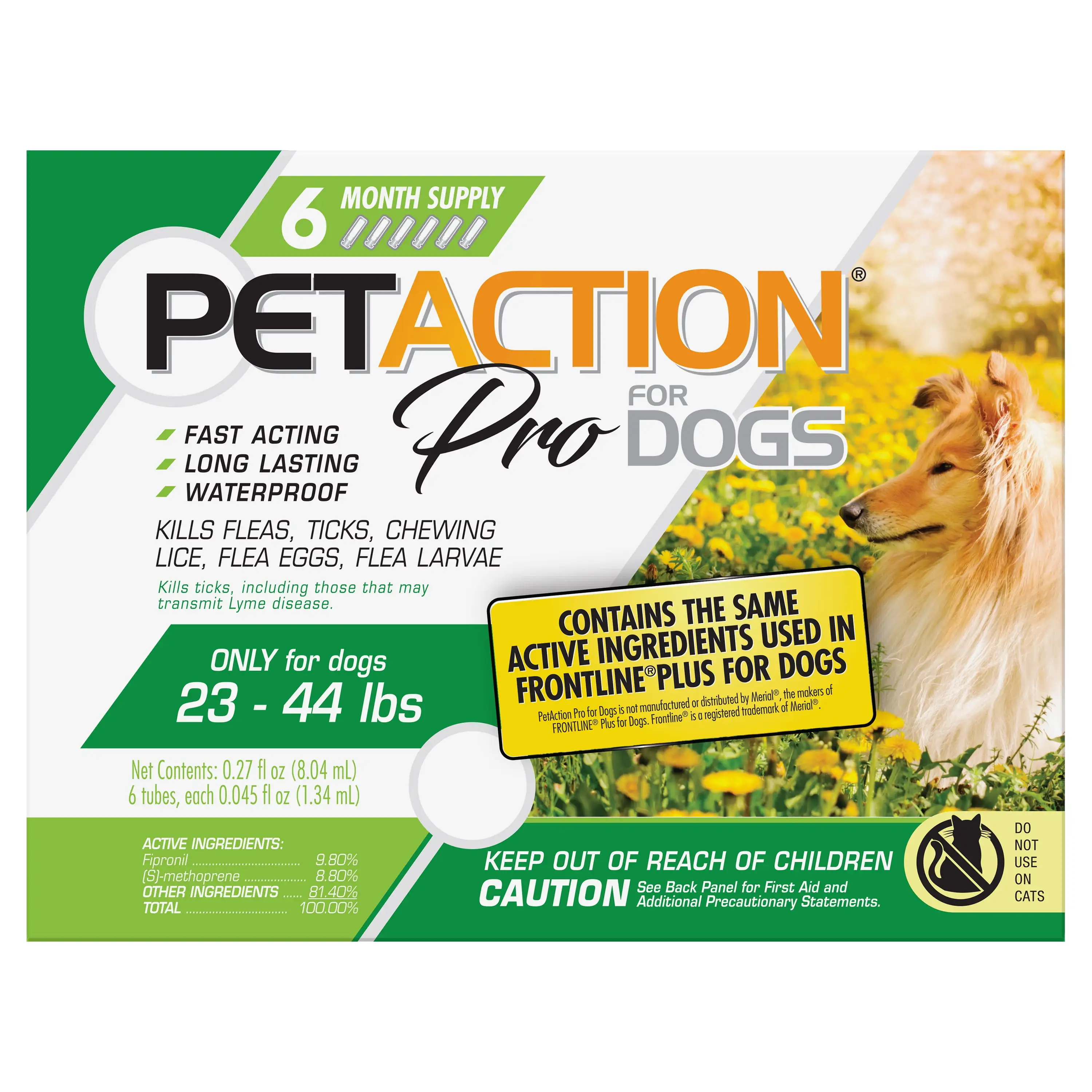 PETACTION PRO Flea & Tick Topical Treatment for Dogs 23-44 lbs. 6 Count