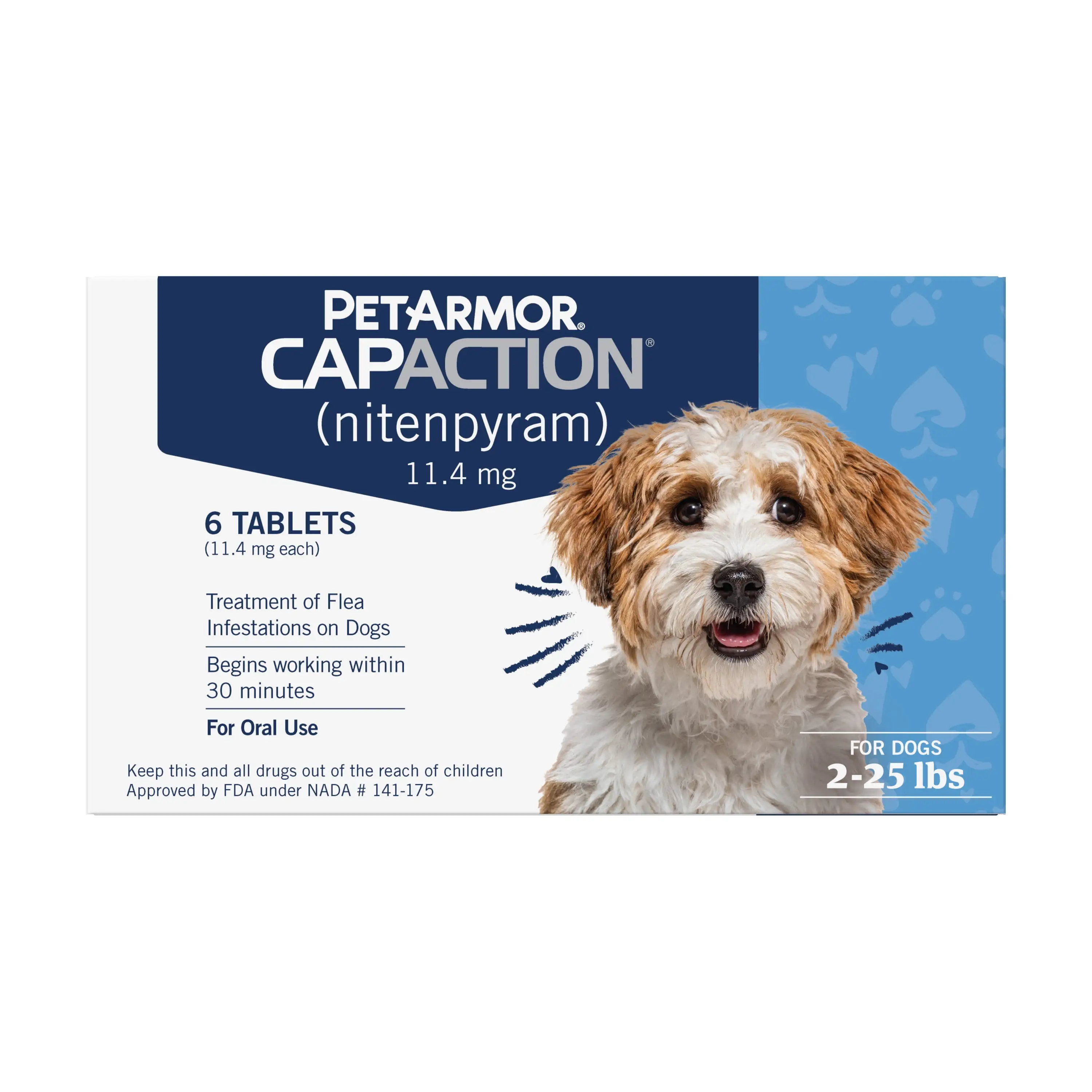 PETARMOR CAPACTION Fast-Acting Oral Flea Treatment for Small Dogs (2-25 lbs). 6 Doses. 11.4 mg