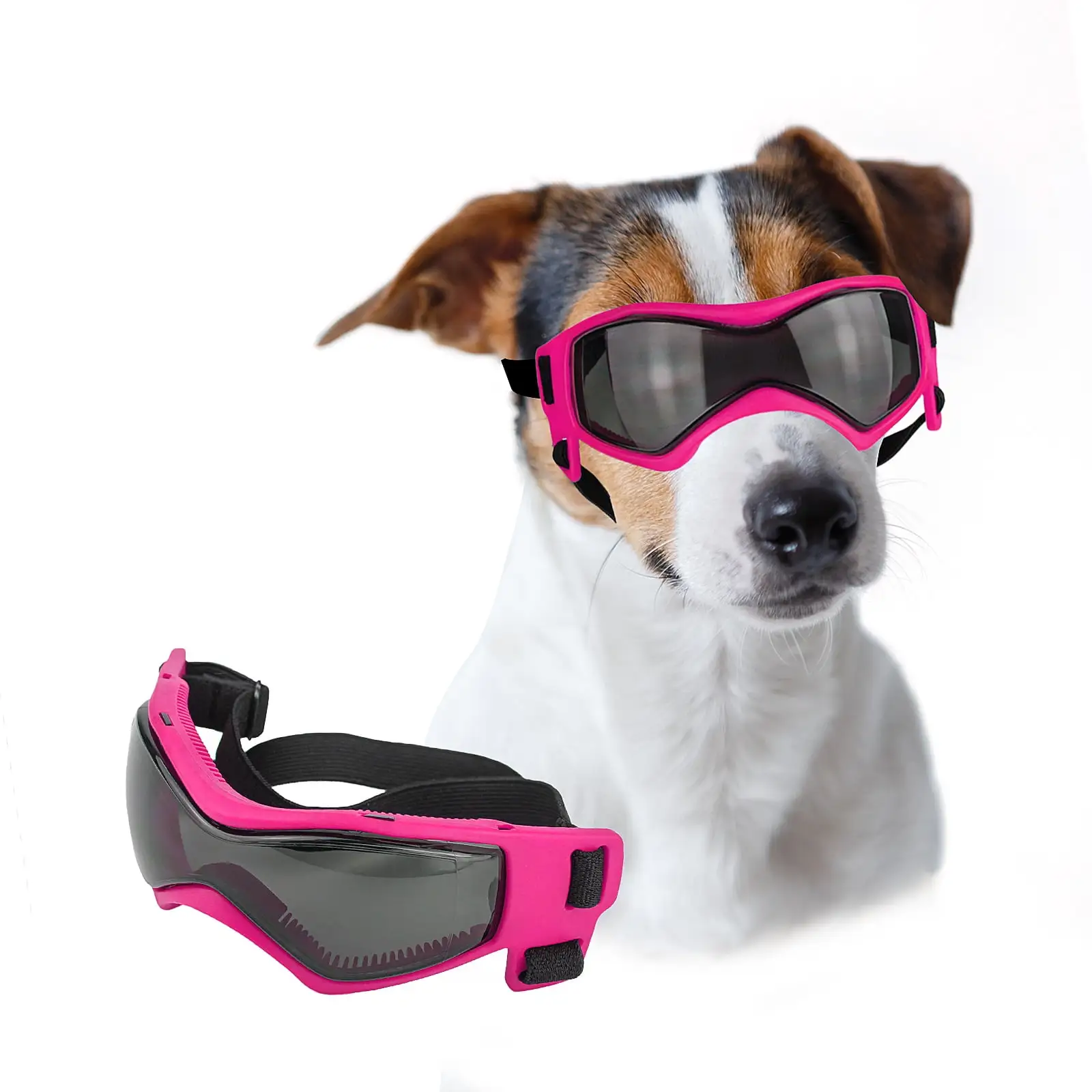 PETLESO Dog Goggles for Medium Dog Anti-UV Windproof Dog Sunglasses with Adjustable Straps for Driving/Outdoor Activities-Pink