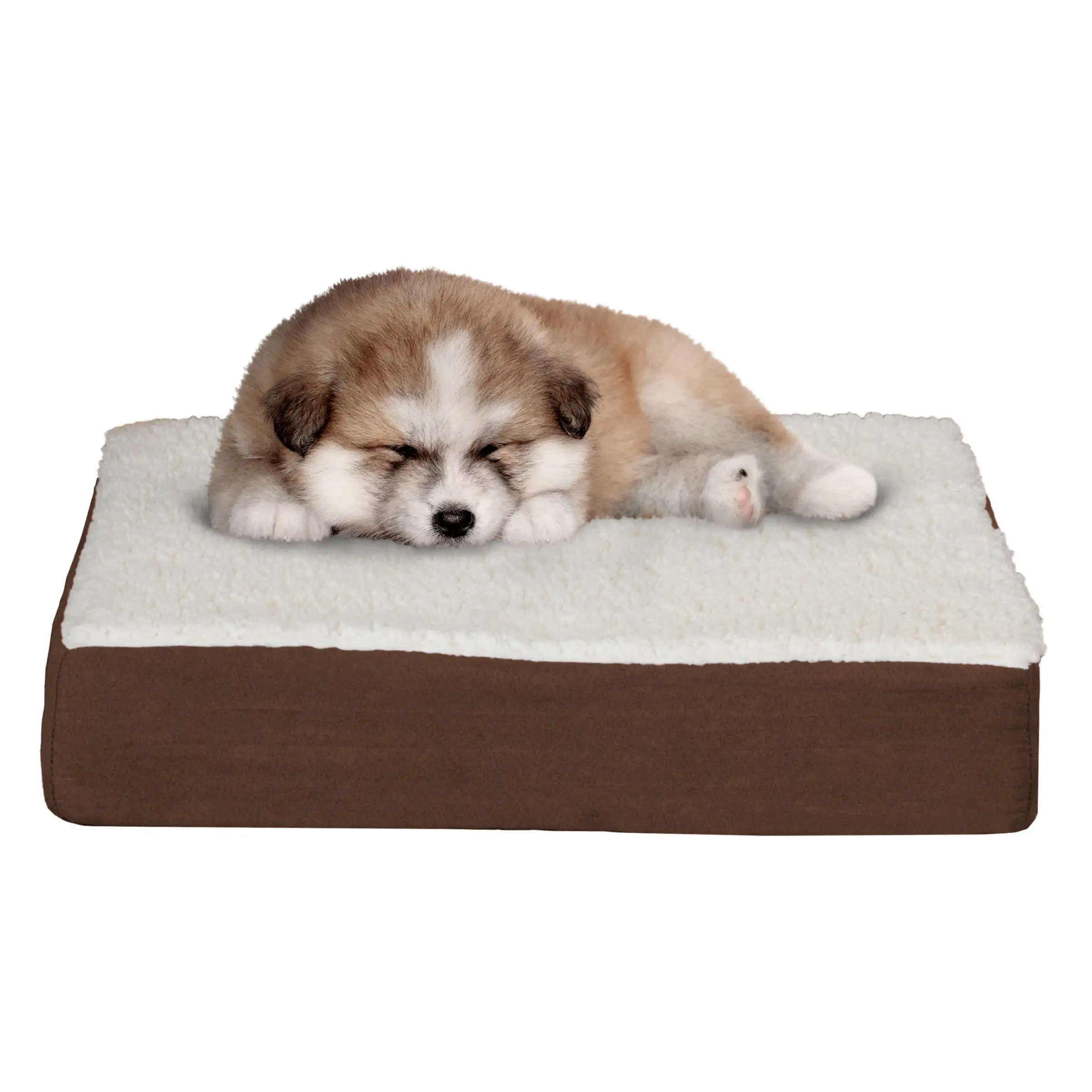 PETMAKER 20x15 Orthopedic Dog Bed with Memory Foam and Sherpa Cover. Brown