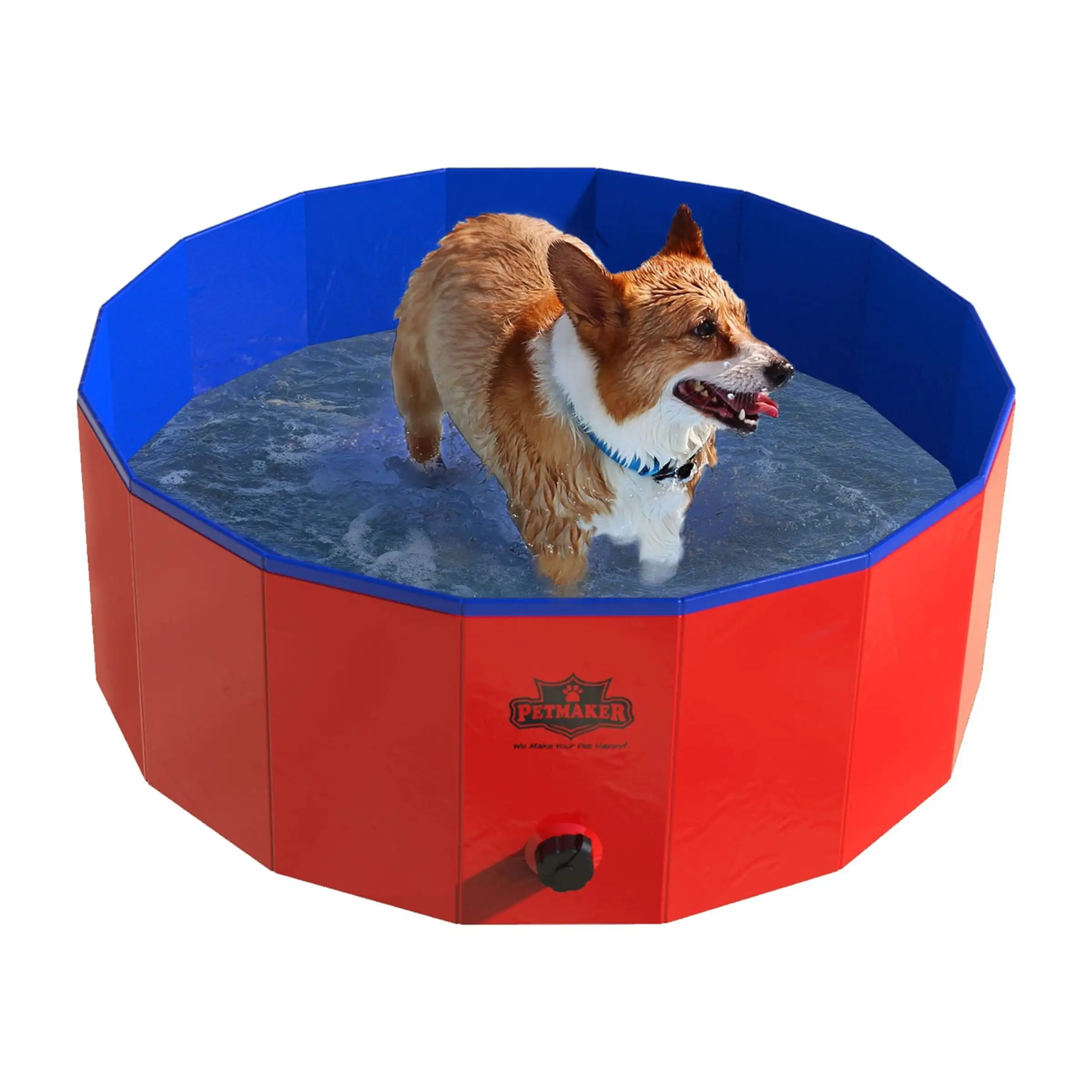 PETMAKER Dog Pool - Portable. Foldable Doggie Pool with Drain and Carry Bag