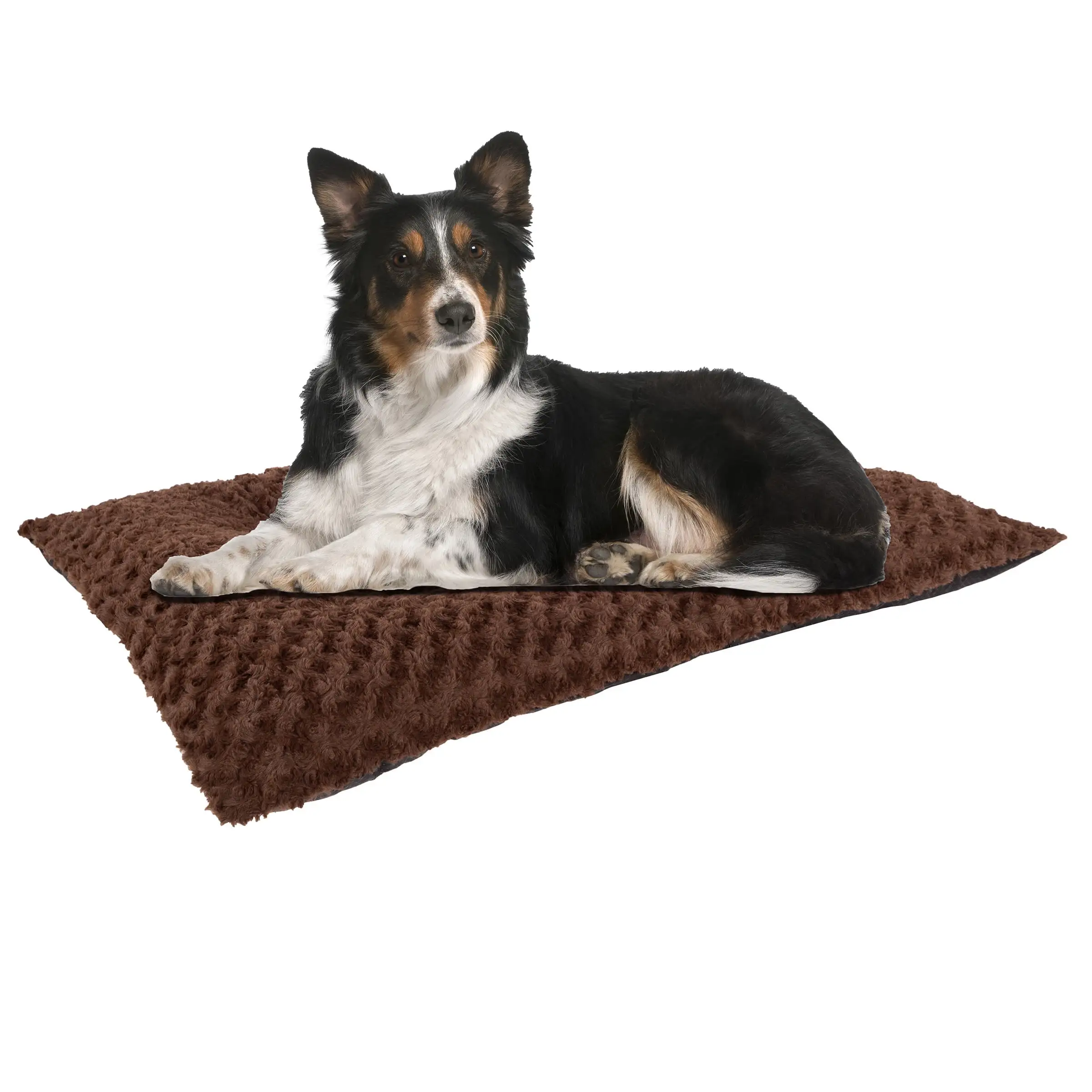 PETMAKER Medium Dog Faux Fur Pet Bed Pad with Non-Slip Bottom for Kennels. Crates. Floors - Brown