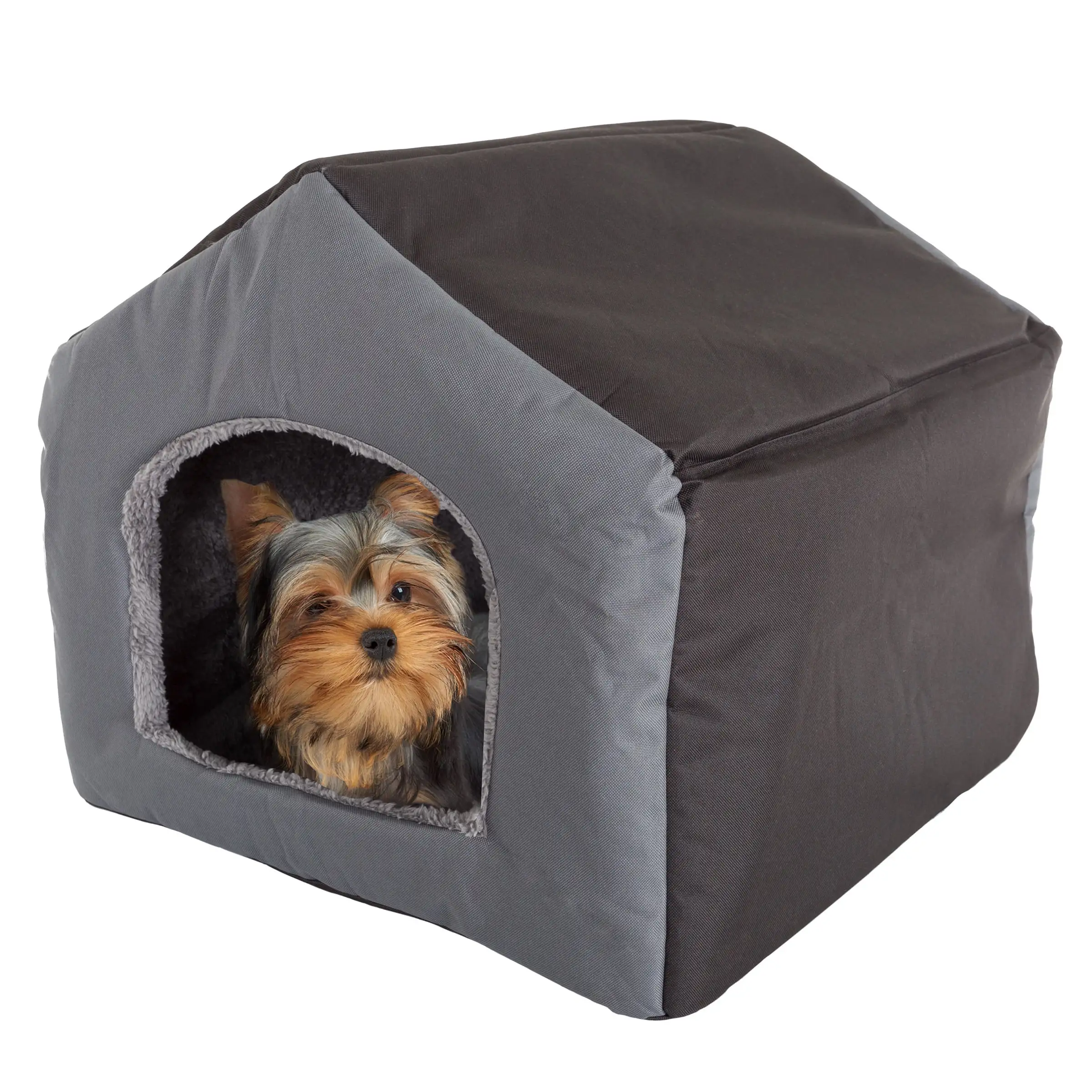 PETMAKER Small Indoor Pet House with Removable Sherpa Pad (Gray)