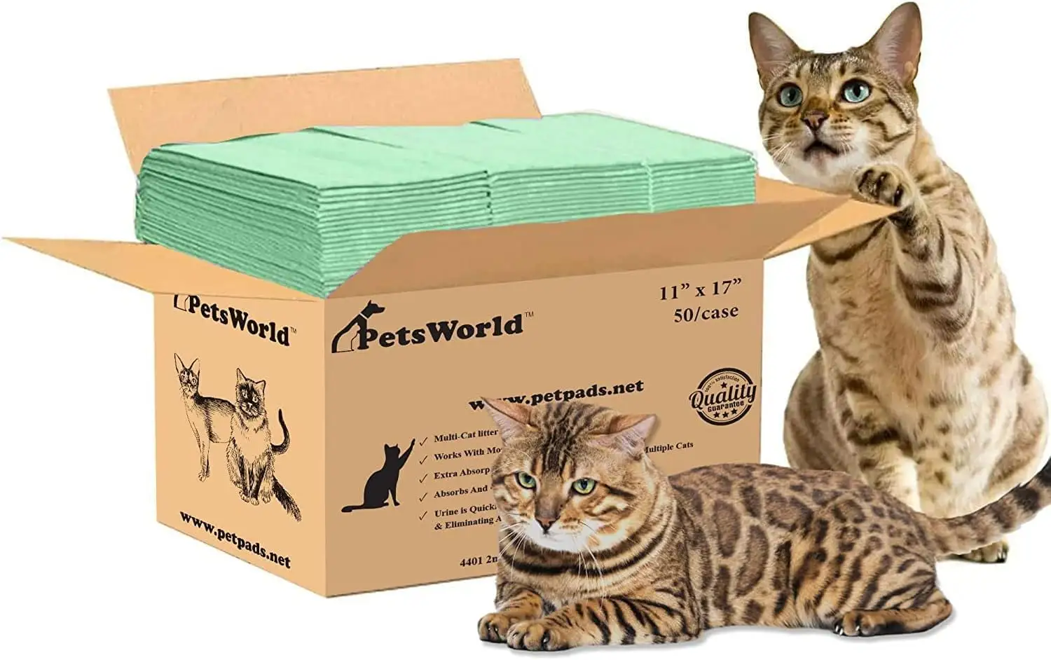 PETSWORLD Multi Cat Pad Refills for Tidy Cats Breeze Litter System. Ultra-Absorbent. Quick Dry - (50 Count. Unscented)