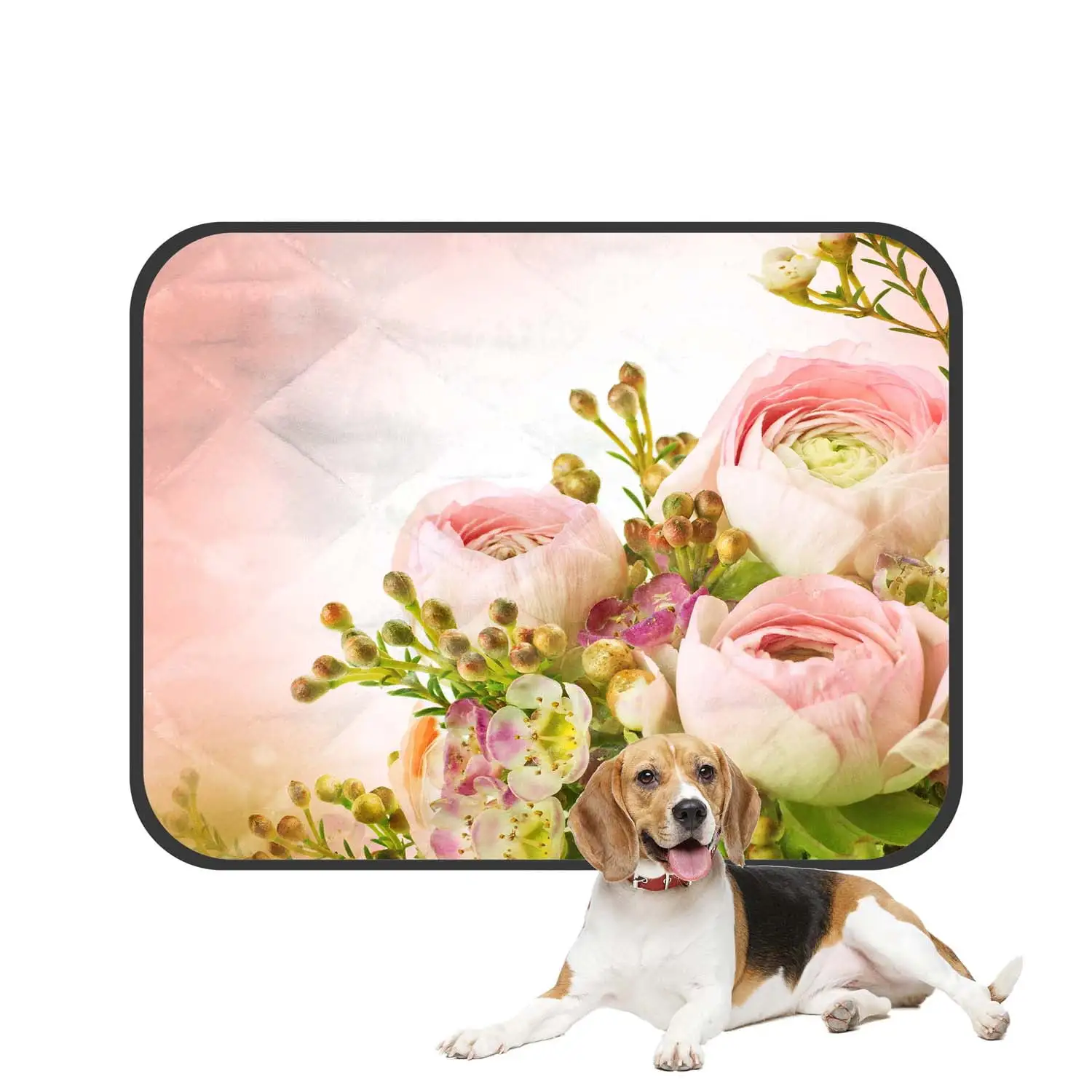 PKQWTM Gentle Bouquet From Pink Roses And Small Flower Pet Dog Cat Bed Pee Pads Mat Cushion Potty Dogs Blankets Crate Bed Kennel 14x18 inch