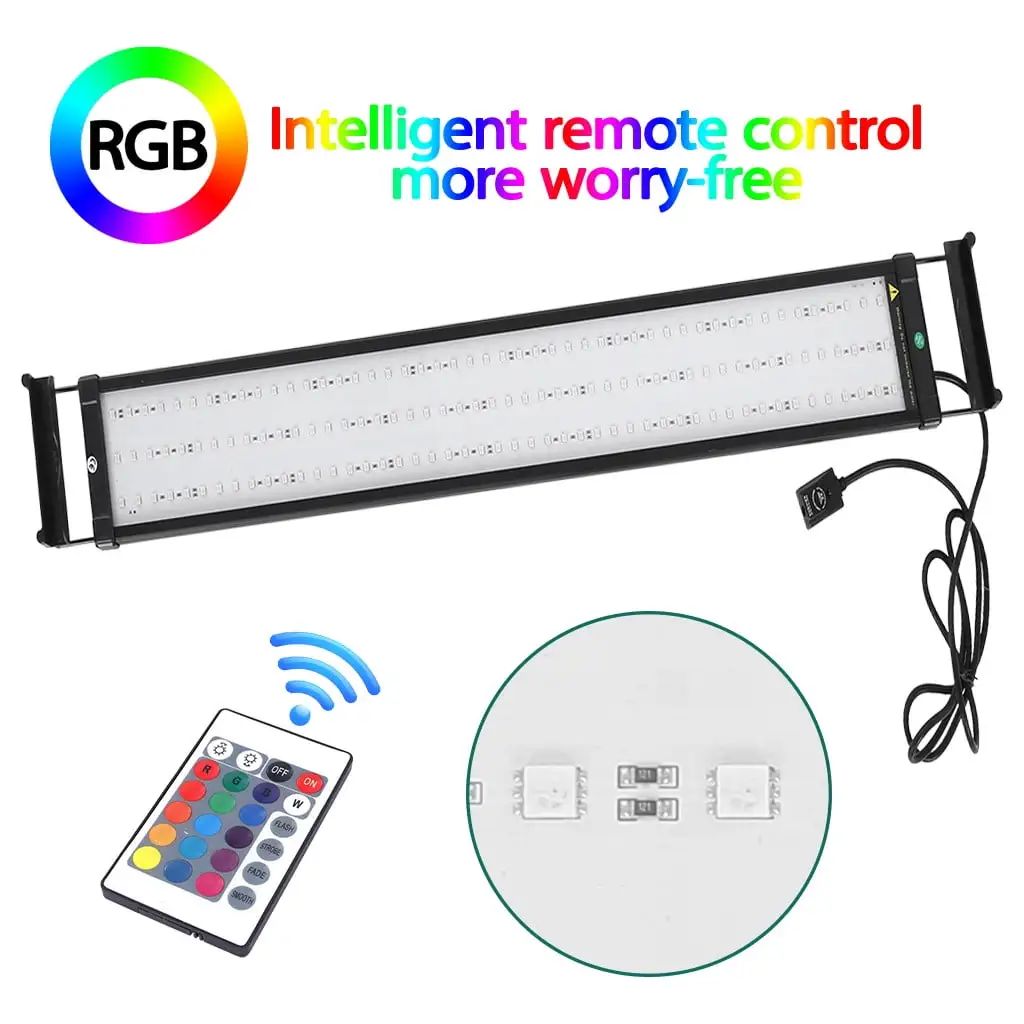 PMUYBHF Aquarium Hood Lighting Color Changing Remote Controlled Dimmable RGBW LED Light