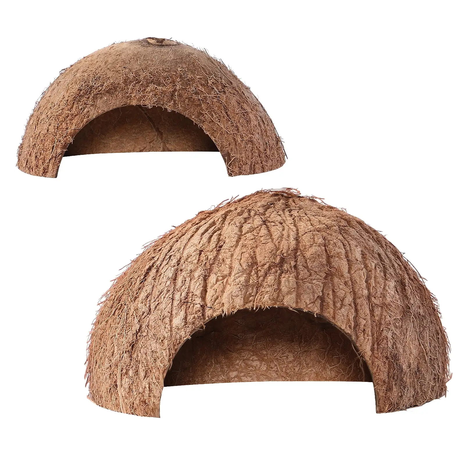 POPETPOP 2pcs Coconut Shell Natural Hut Reptile Hideouts Reptile Cave for Lizard Spider Snail Hermit Crab