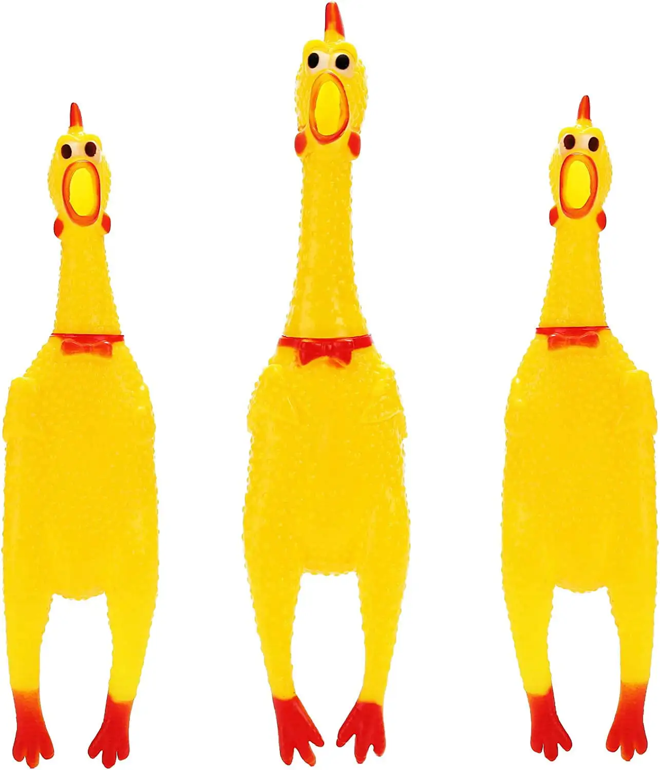 POPLAY 3PCS Screaming Chickens. Squeaky Rubber Chickens Novelty Dog Toys (1PC 13.5 Inch. 2PCS 11.5 Inch)