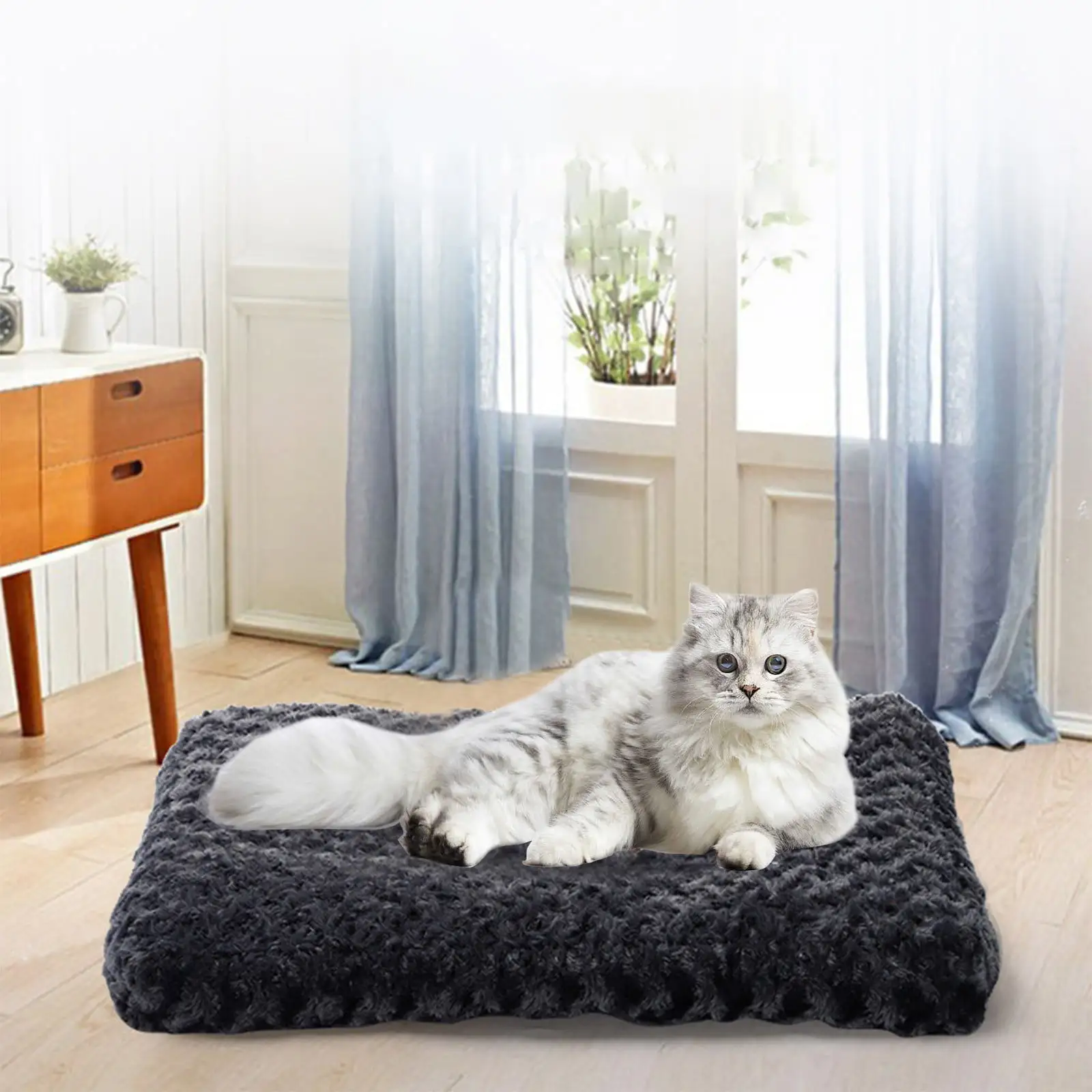 PRETXORVE Pet Bed-Orthopedic Crate Foam Pet Bed- Pet Mattress Nonskid Bottom-Comfy Anxiety Pet Bed Mat