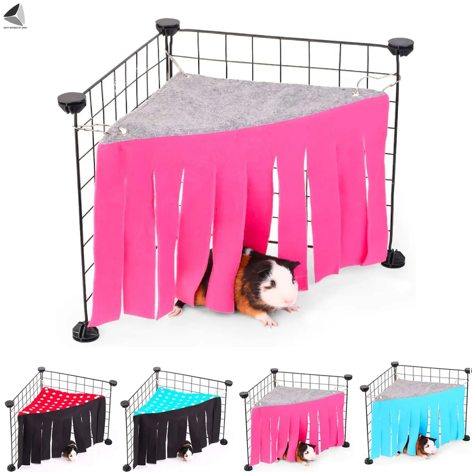 PULLIMORE Guinea Pig Hideout Hammock Pet Small Animals Corner Fleece Hideaway for Guinea Pigs Ferrets Chinchillas Rats and Bunny (Blue Point