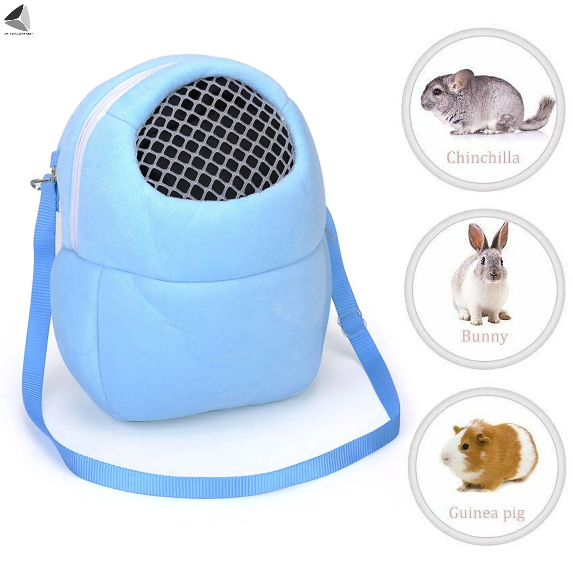 PULLIMORE Small Pet Carrier Bags.Portable African Hedgehog Hamster Breathable Bags.Handbags.Guinea Pig and Squirrel Travel Backpack (L. Blue)