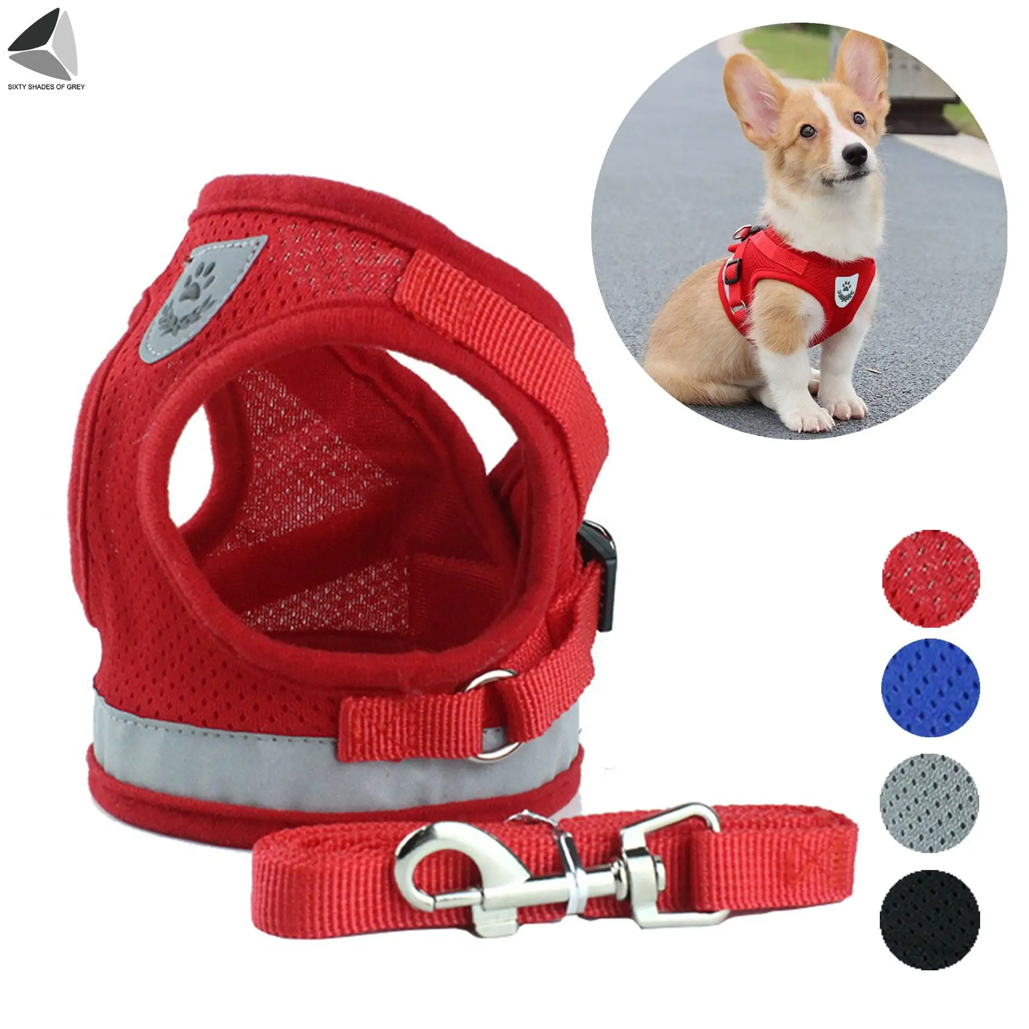 PULLIMORE Step-in Air Dog Harness Pet Vest No Pull No Choke Adjustable Dog Harnesses with Padded Vest for Small Dogs Cats (XS. Red)