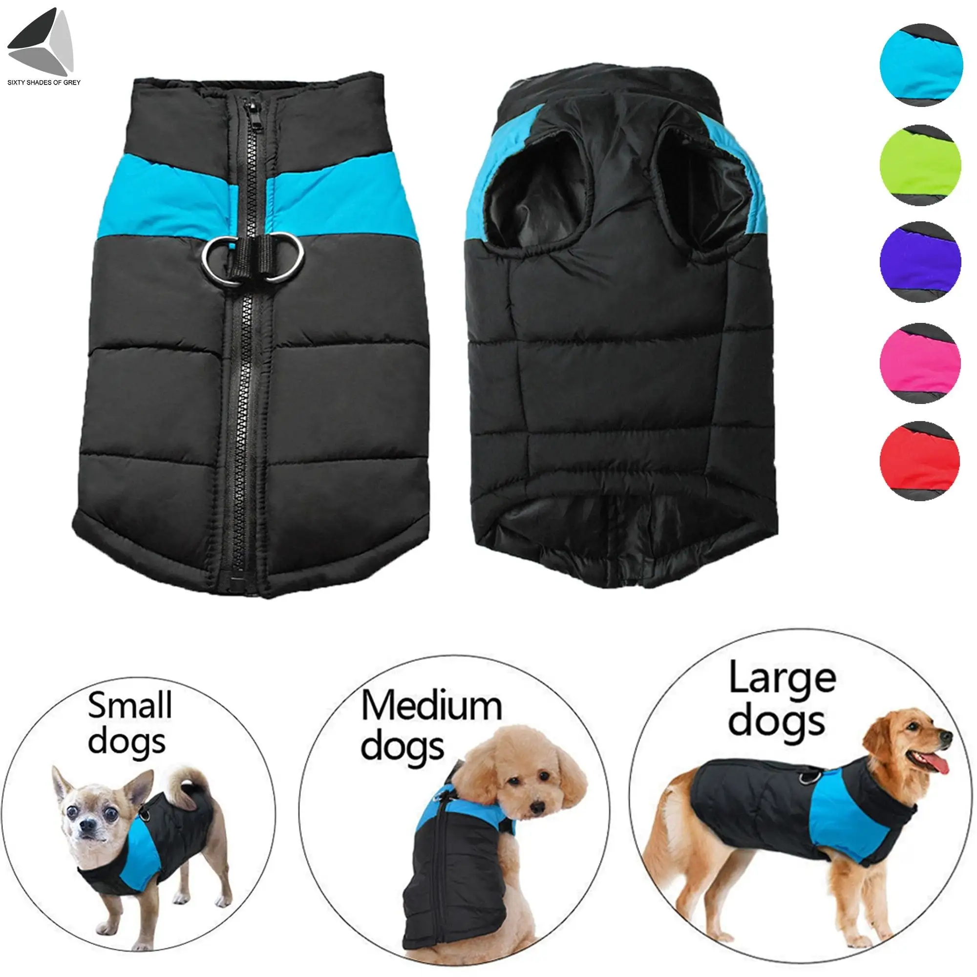 PULLIMORE Winter Warm Dog Jackets Pet Vest Coats Waterproof Windproof Padded Cold Weather Pets Clothes for Small Medium Large Dogs (M. Blue)