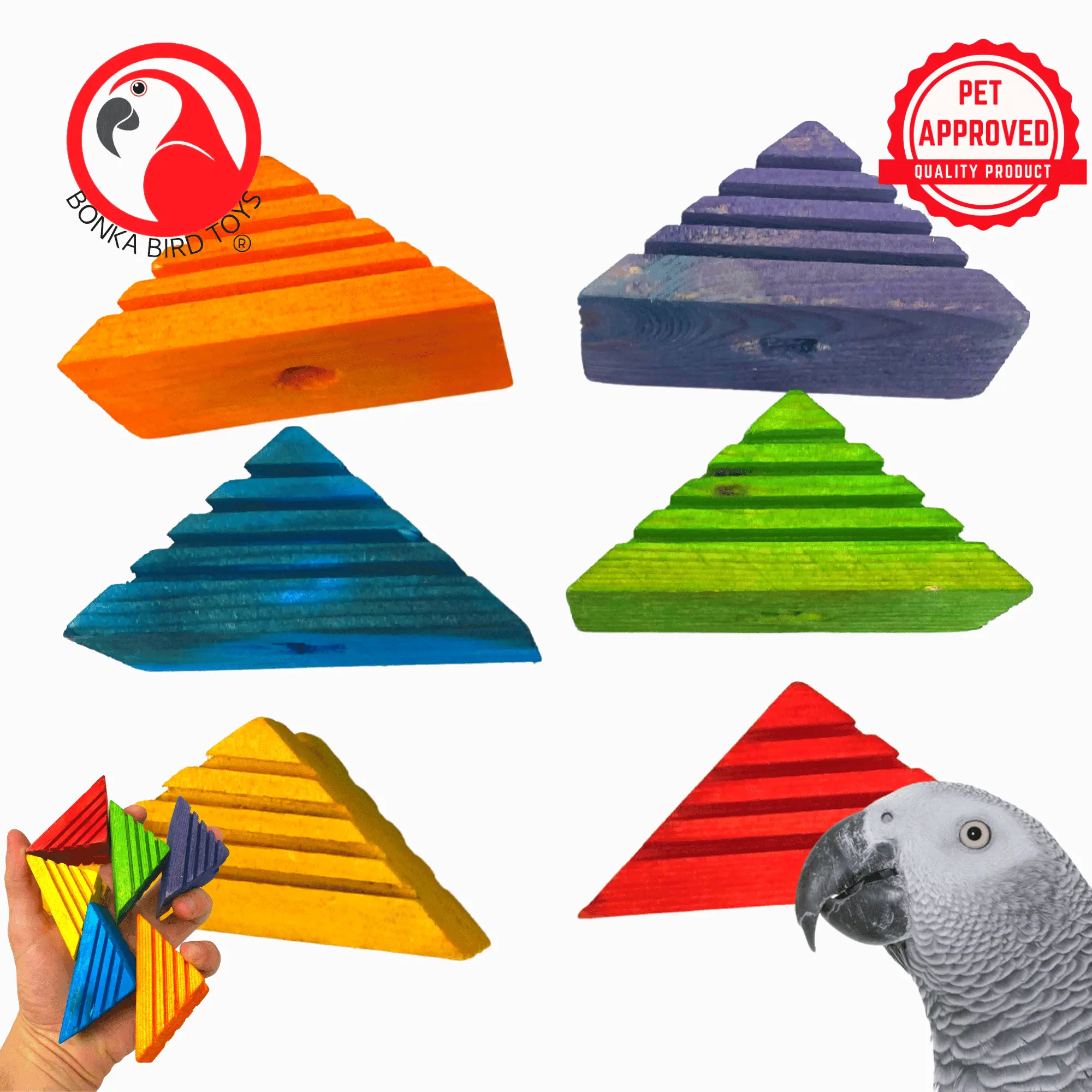 Pack 6 Wooden Triangle Blocks Style: 2504 Large