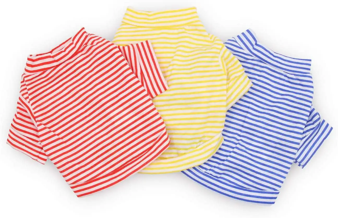 Pack of 3 Dog Clothes for Small Dog. Pet Striped T-Shirt for Small Dogs Boy & Girl