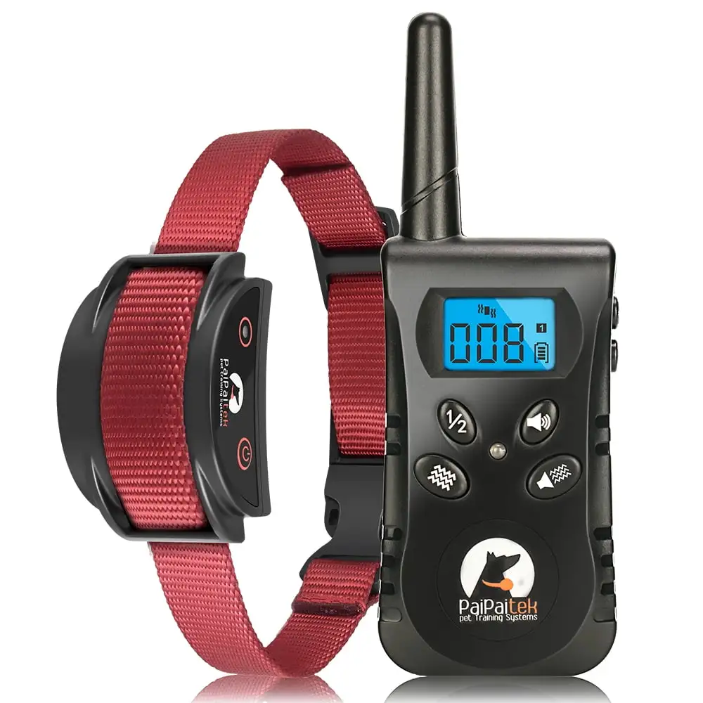 PaiPaitek No shock dog collar. Rechargeable & Waterproof No Shock Dog Collar Dog training collars with remote control no shock. No shock training Barking collar with remote