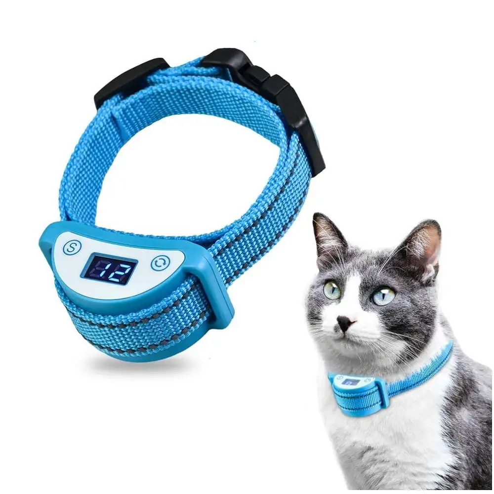 Paipaitek Cat Shock Collar.Automatic Trainer Collar for Cats Prevent Meowing Designed.Sound Vibrate and Shock 3 Working Modes for Cats and Kittens - Waterproof & Rechargeable