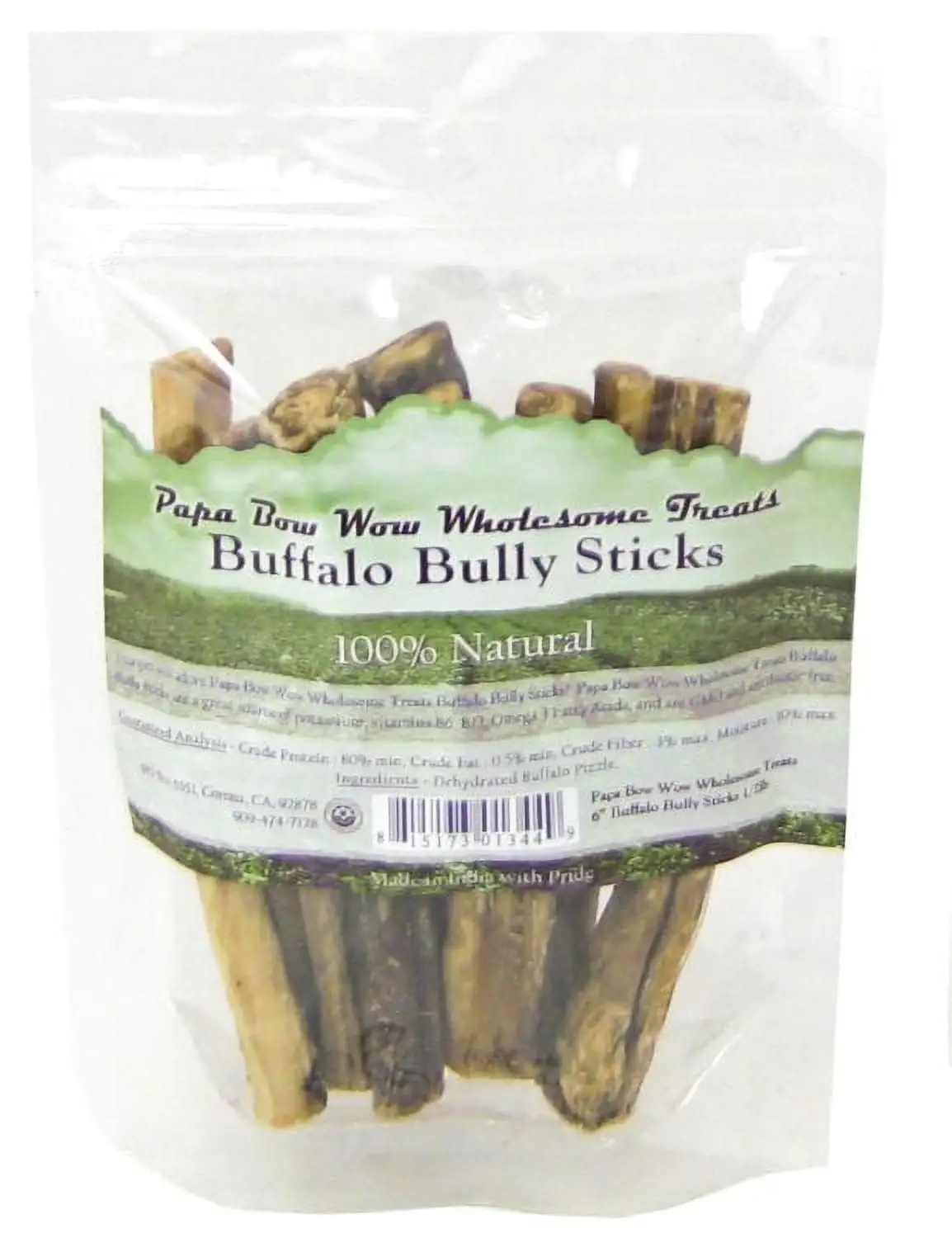 Papa Bow Wow Buffalo Bully Sticks 6 Dog Treats 6 Bully Sticks - 0.5 lbs