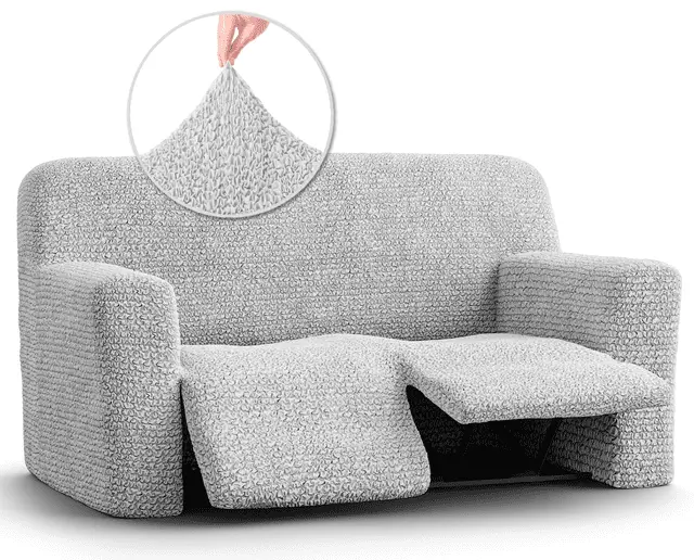 Paulato by Ga.I.Co. Recliner Loveseat Slipcover - Solid Light Grey - 2 Seater Recliner Cover