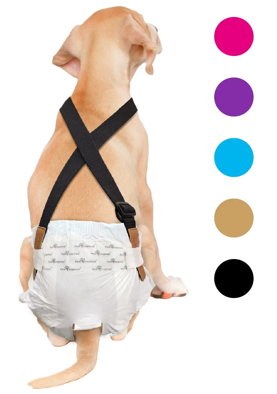 Paw Inspired Dog Diaper Suspenders | Keep Male Dog Wraps and Female Dog Diapers Stay on with Suspenders | Fits Washable and Disposable Puppy Doggie Cat Pet Diapers and Male Dog Belly Band(M/L. Purple)