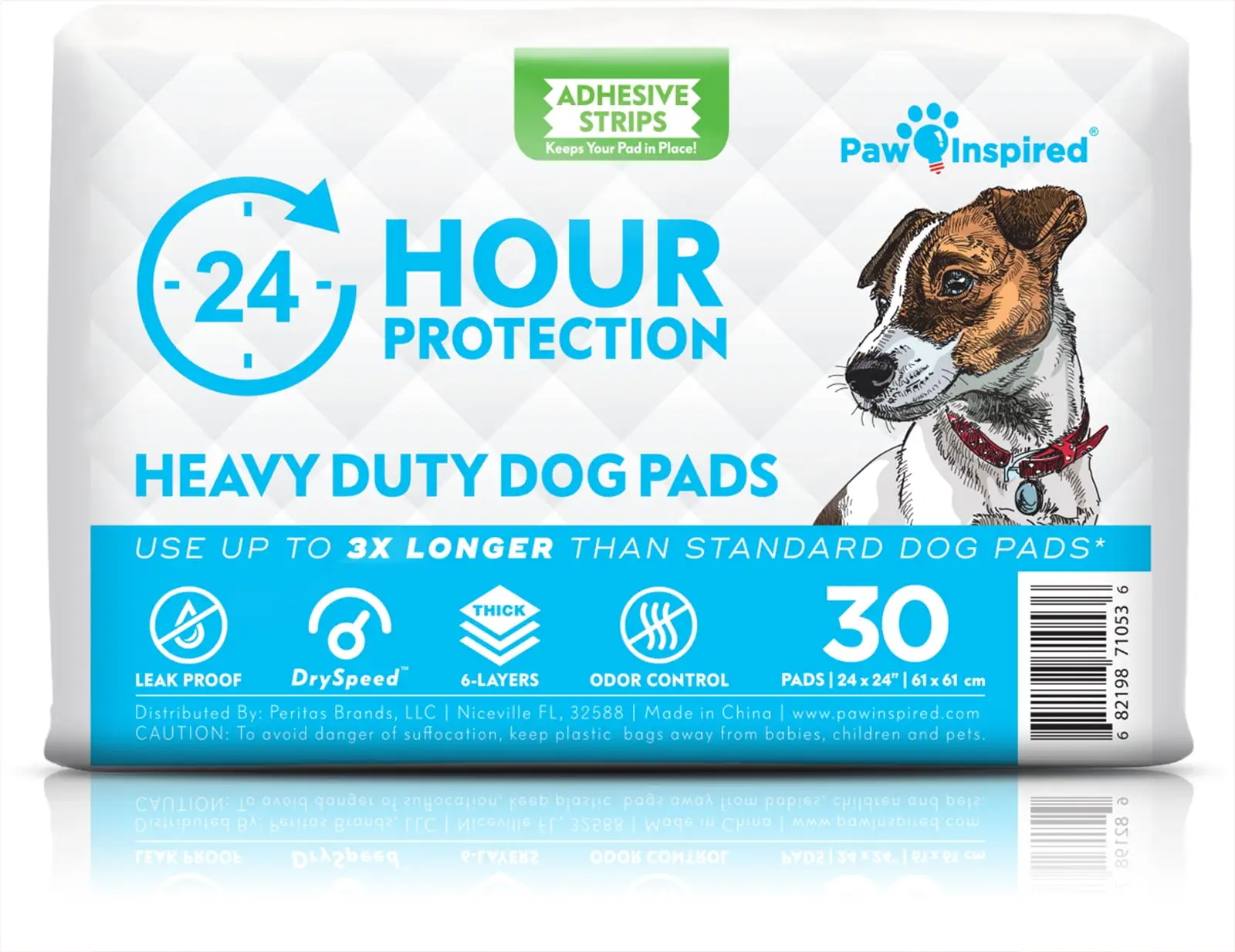 Paw Inspired Heavy Duty 24hr Protection Large Adhesive Puppy Wee Wee Pads with Adhesive Tabs| Extra Thick. Super Absorbent Dog Pee Pads for Puppy Potty Training. Incontinence (Large. 30 Count)