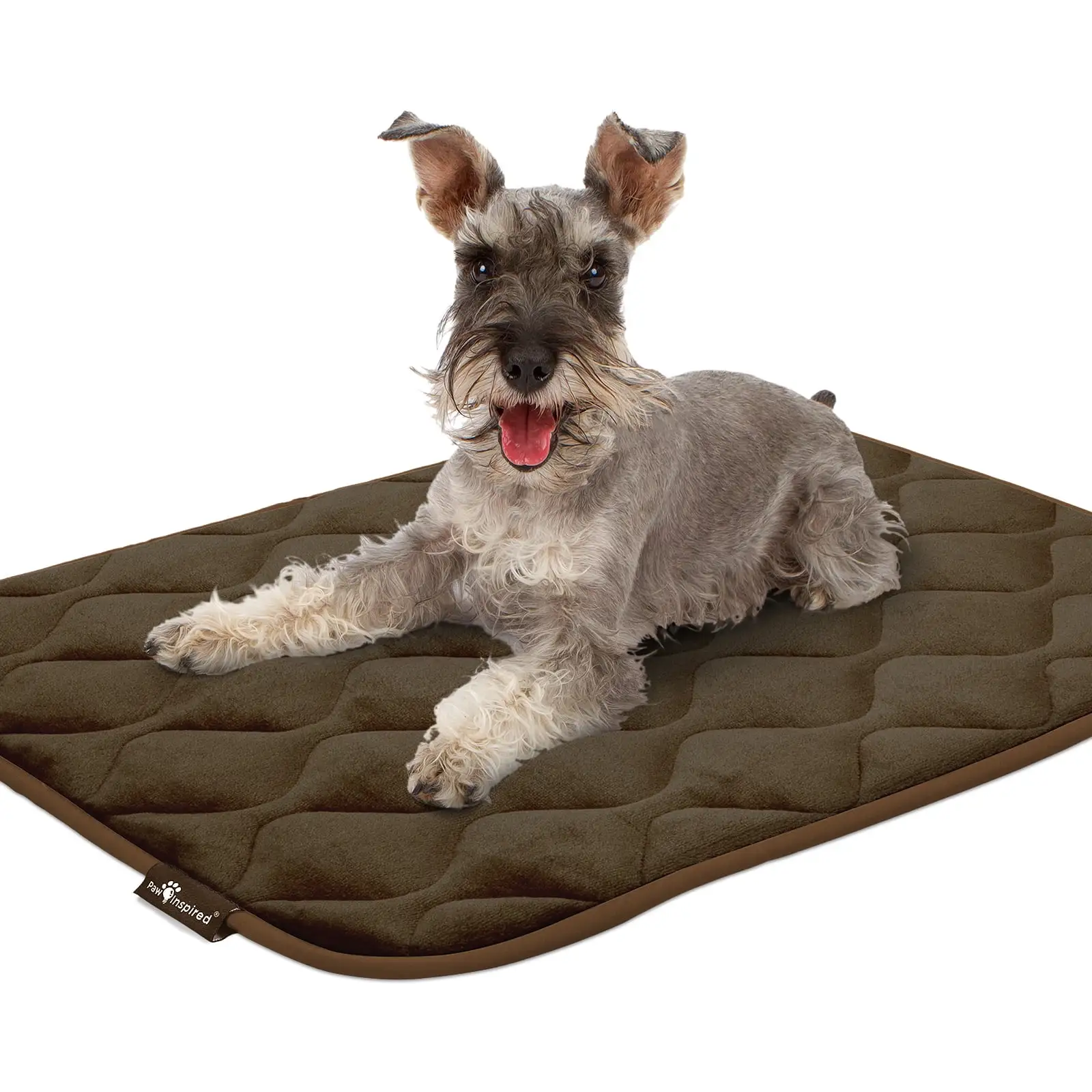 Paw Inspired Washable Padded 36 Crate Mats for Dogs | 35 x 22 Size. Fits 36-inch Kennels | Anti-Slip. Leakproof. Waterproof. Reusable Plush Pet Pads (Dark Brown)