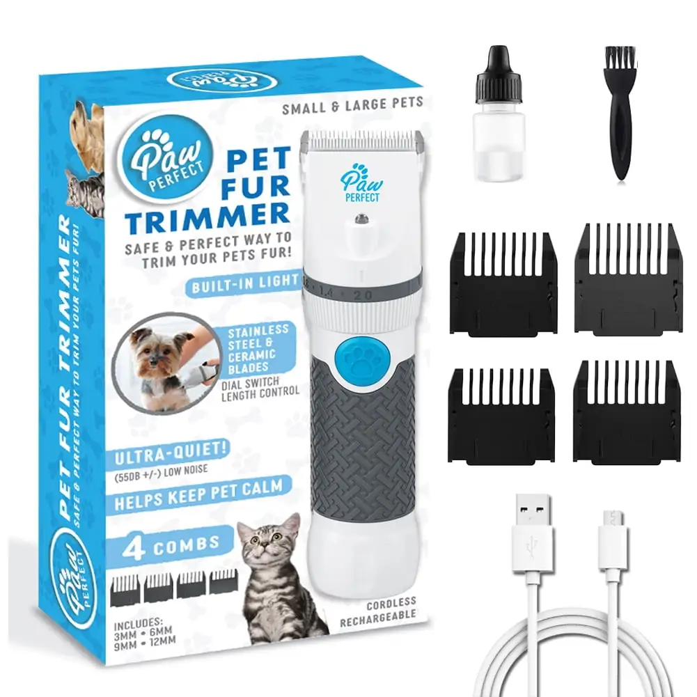 Paw Perfect Pet Hair Clipper Rechargeable Pet Hair Trimmer for Dogs. Cats and Other Animals