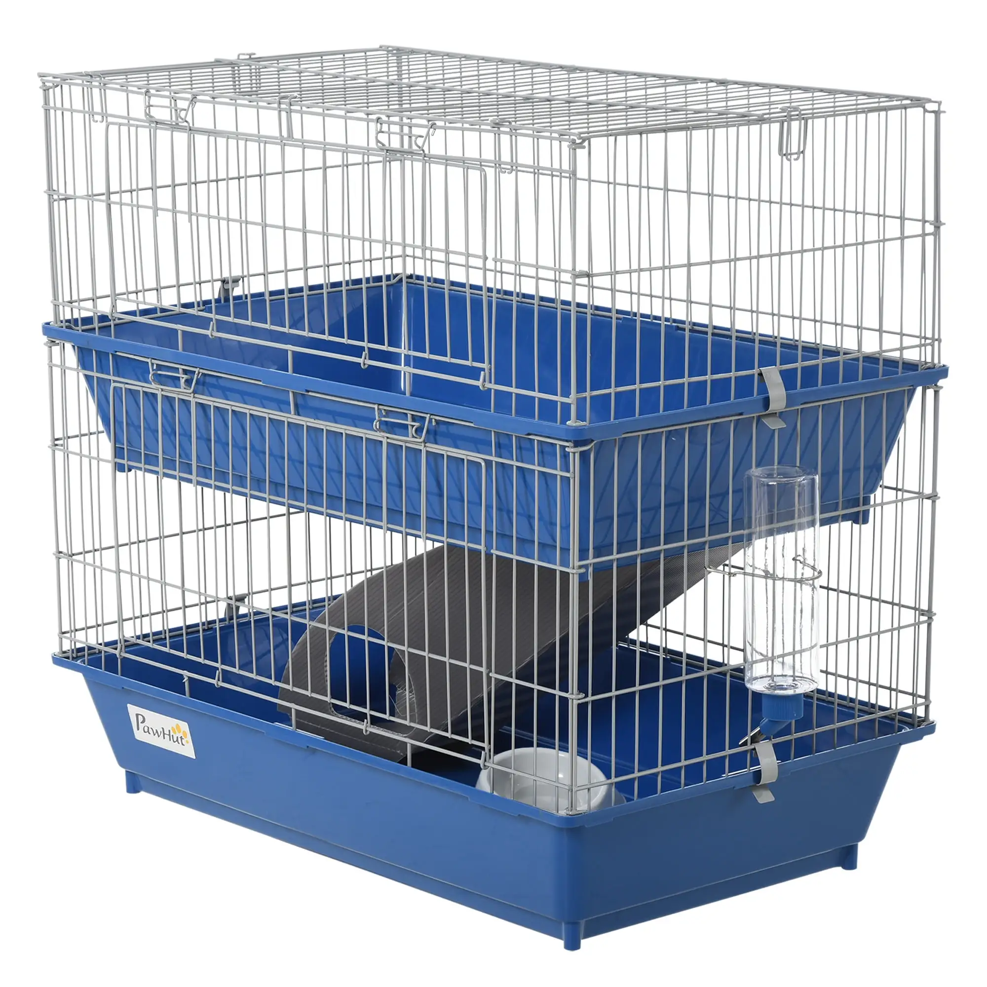 PawHut 2-Tier Mouse Cage. Ferret Cage W/ Dish and Bottle. Ramp. 2 Doors