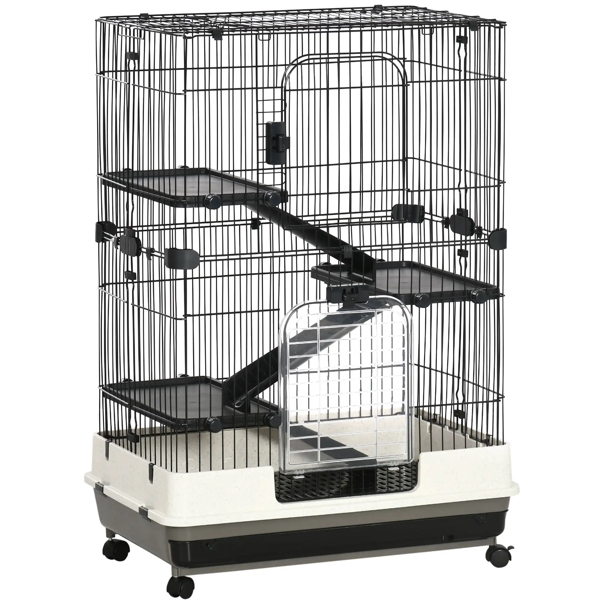 PawHut Small Animal Cage with Rolling Stand. Doors. Slide-out Tray