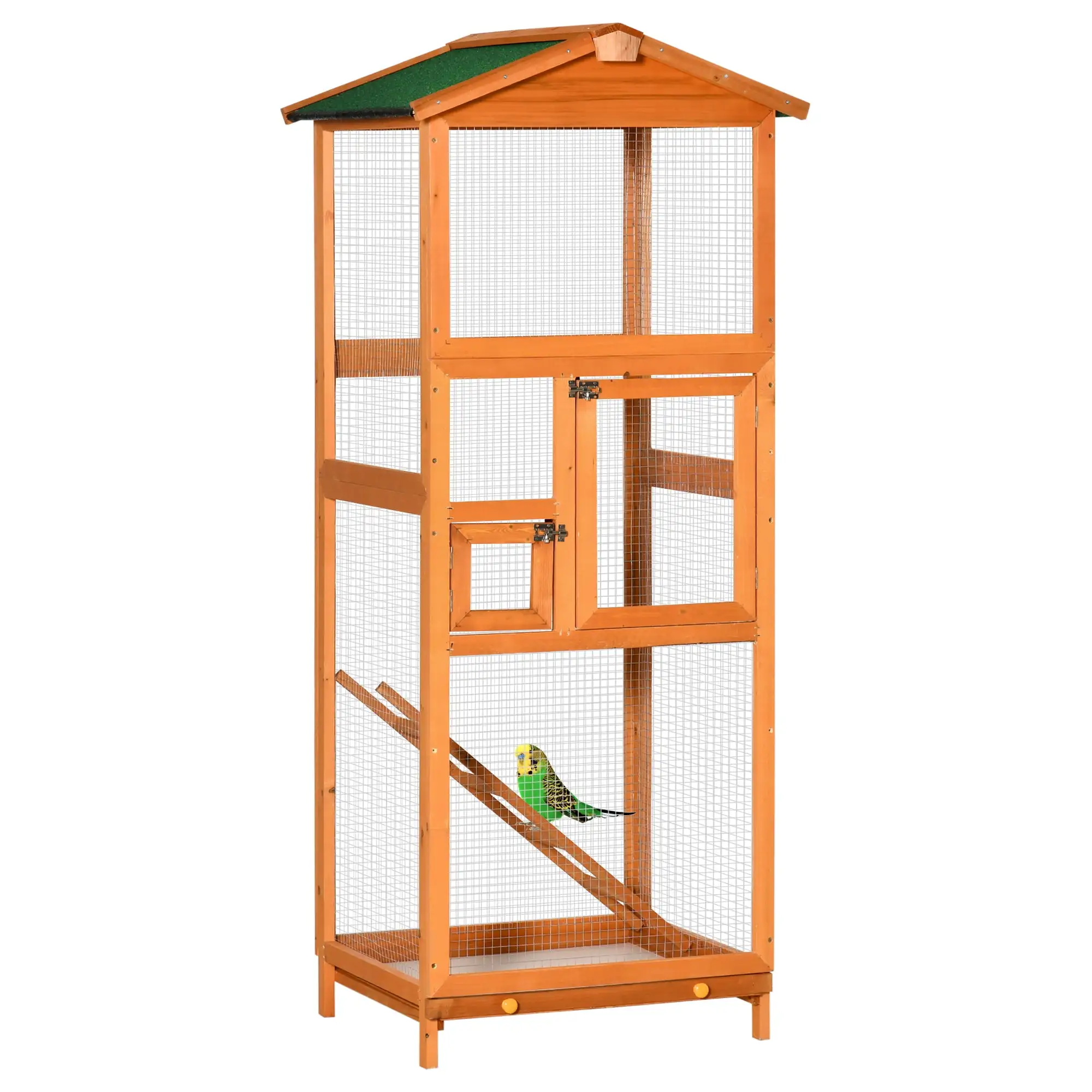 Pawhut 65 Large Wooden Vertical Outdoor Aviary Flight House Bird Cage With 2 Doors