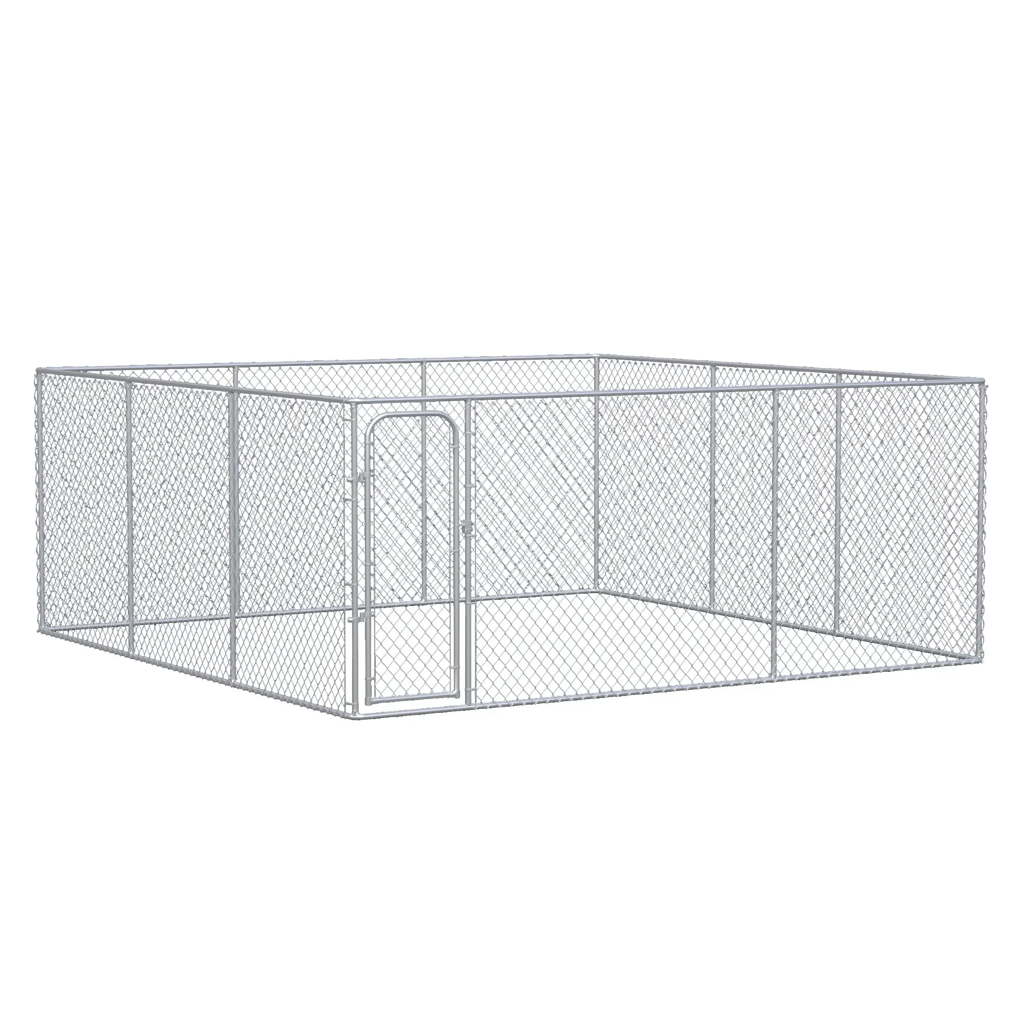 Pawhut Dog Kennel. 15' x 15' x 6'. Silver. Outdoor